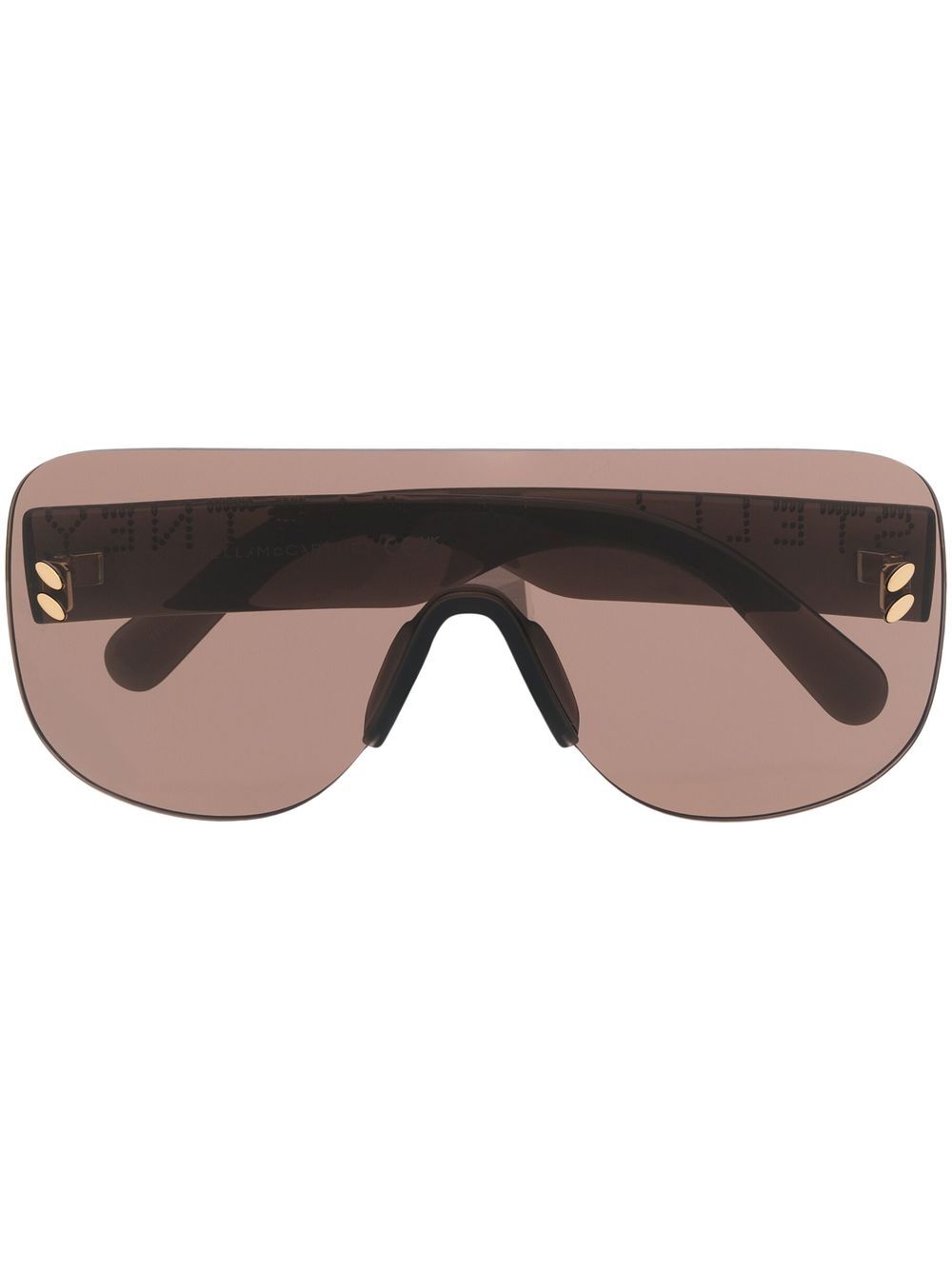Stella McCartney Eyewear 盾形镜框铆钉缀饰太阳眼镜 - 褐色