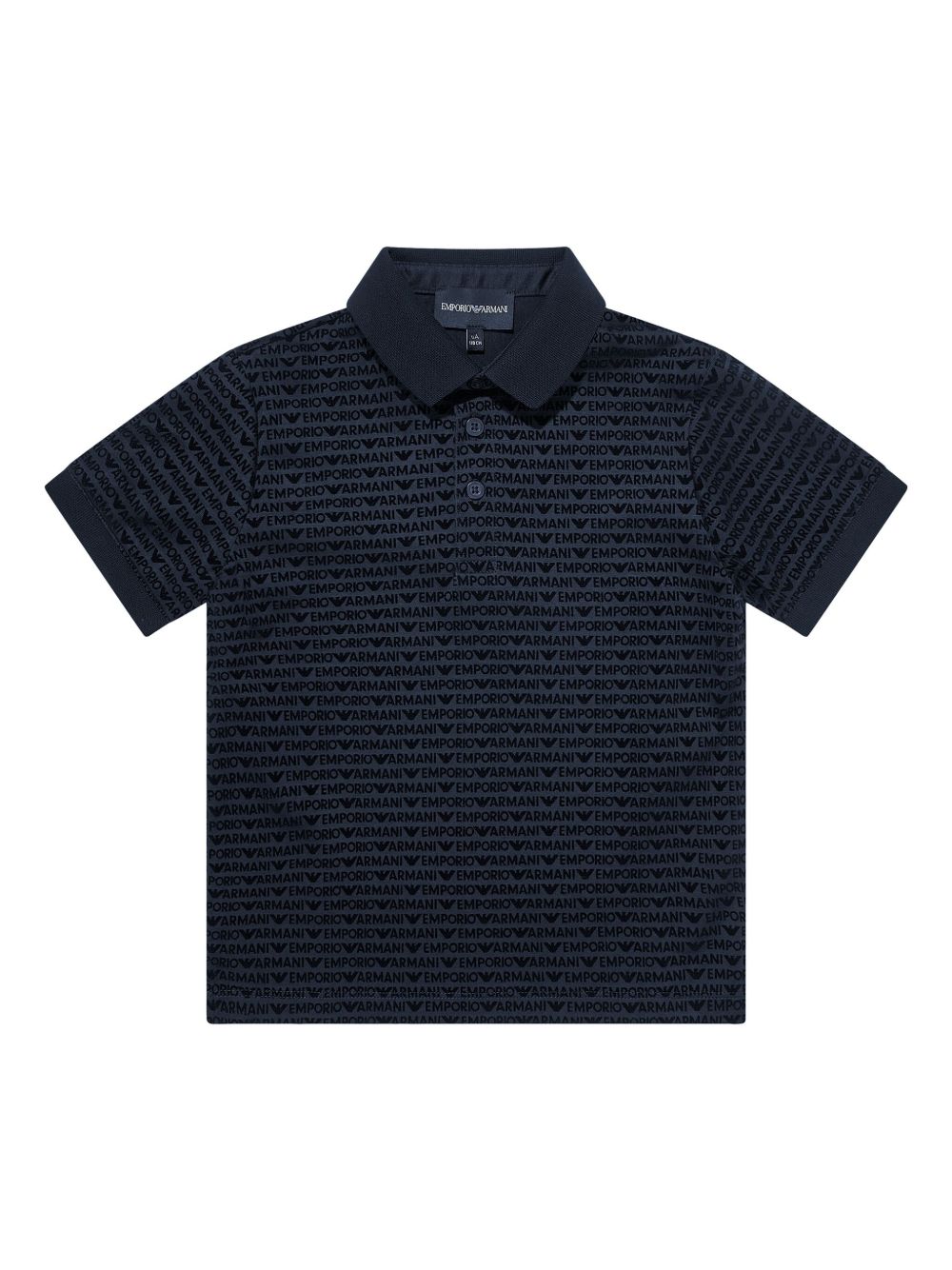 Emporio Armani Kids 植绒logo polo衫 - 蓝色