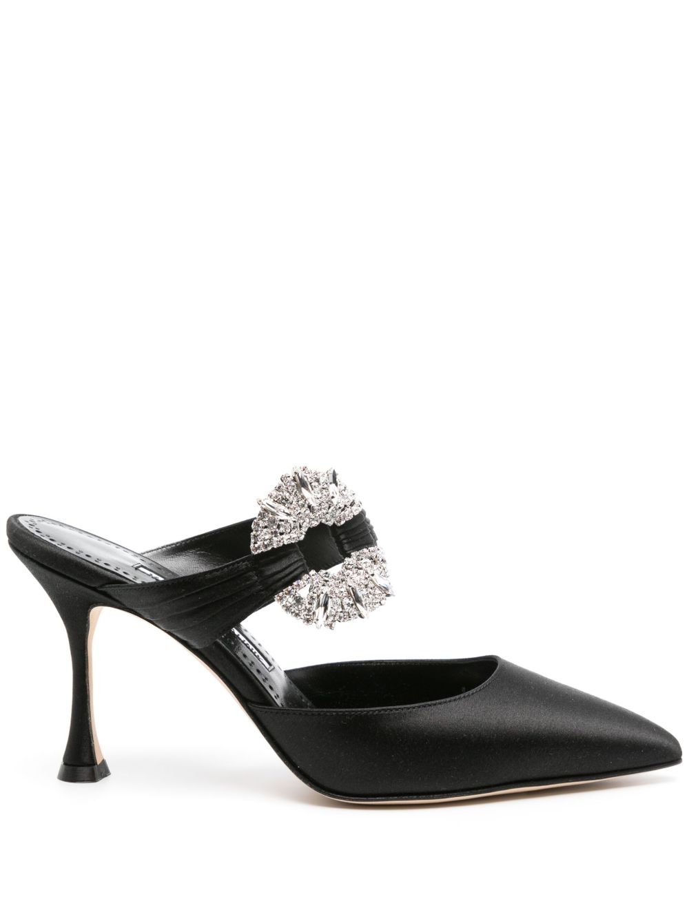 Manolo Blahnik Maidugura 缎面高跟穆勒鞋 - 黑色
