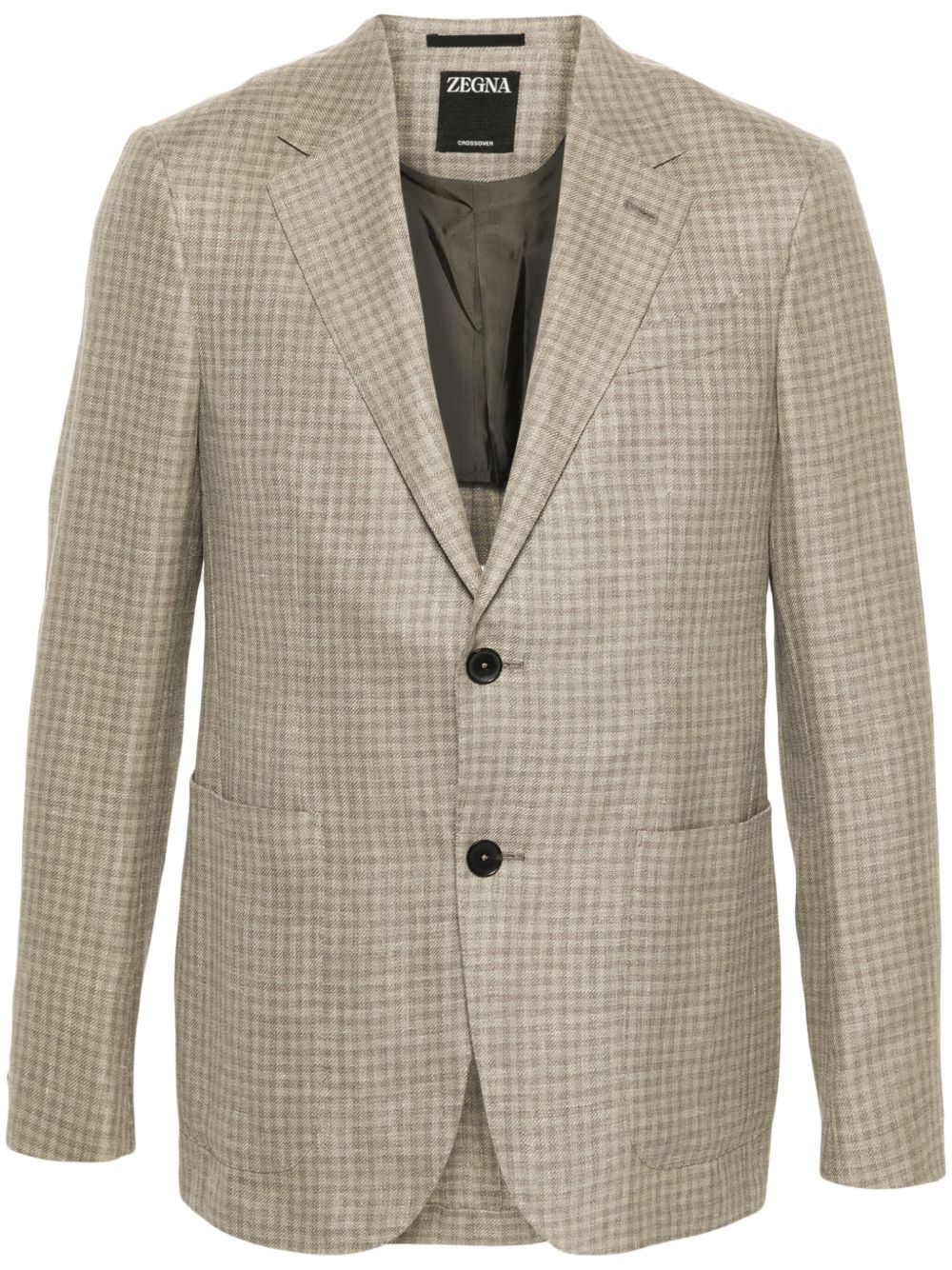 Zegna 单排扣格纹西装夹克 - 中性色