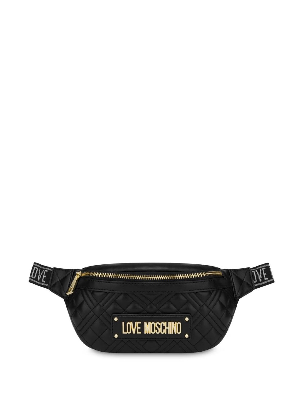 Love Moschino logo标牌腰包 - 黑色