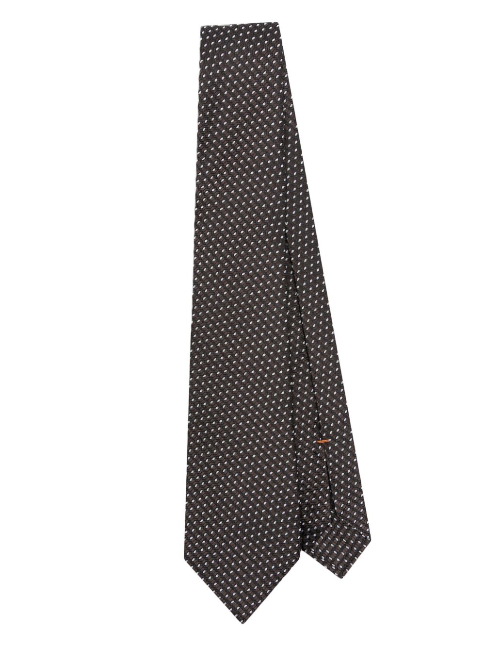 Zegna 几何提花领带 - 褐色