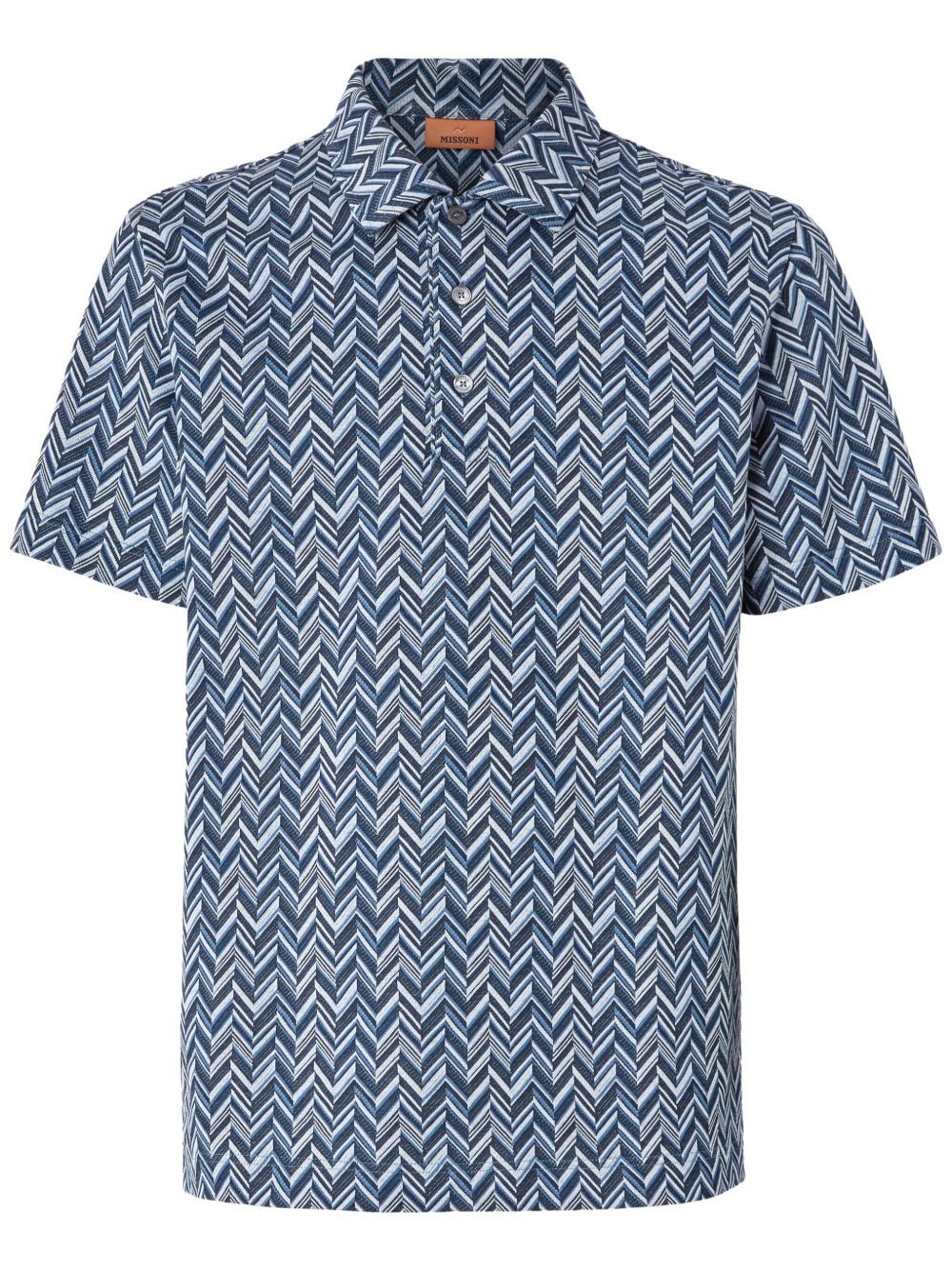 Missoni Z字形图案提花棉polo衫 - 蓝色