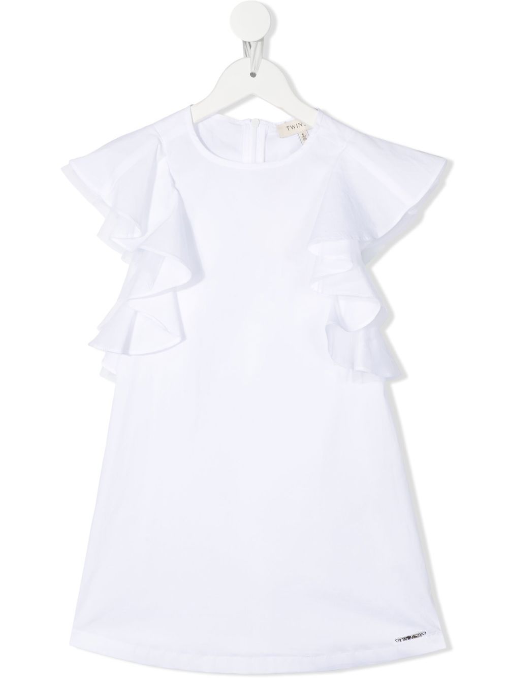 TWINSET Kids 荷叶边饰细节连衣裙 - 白色
