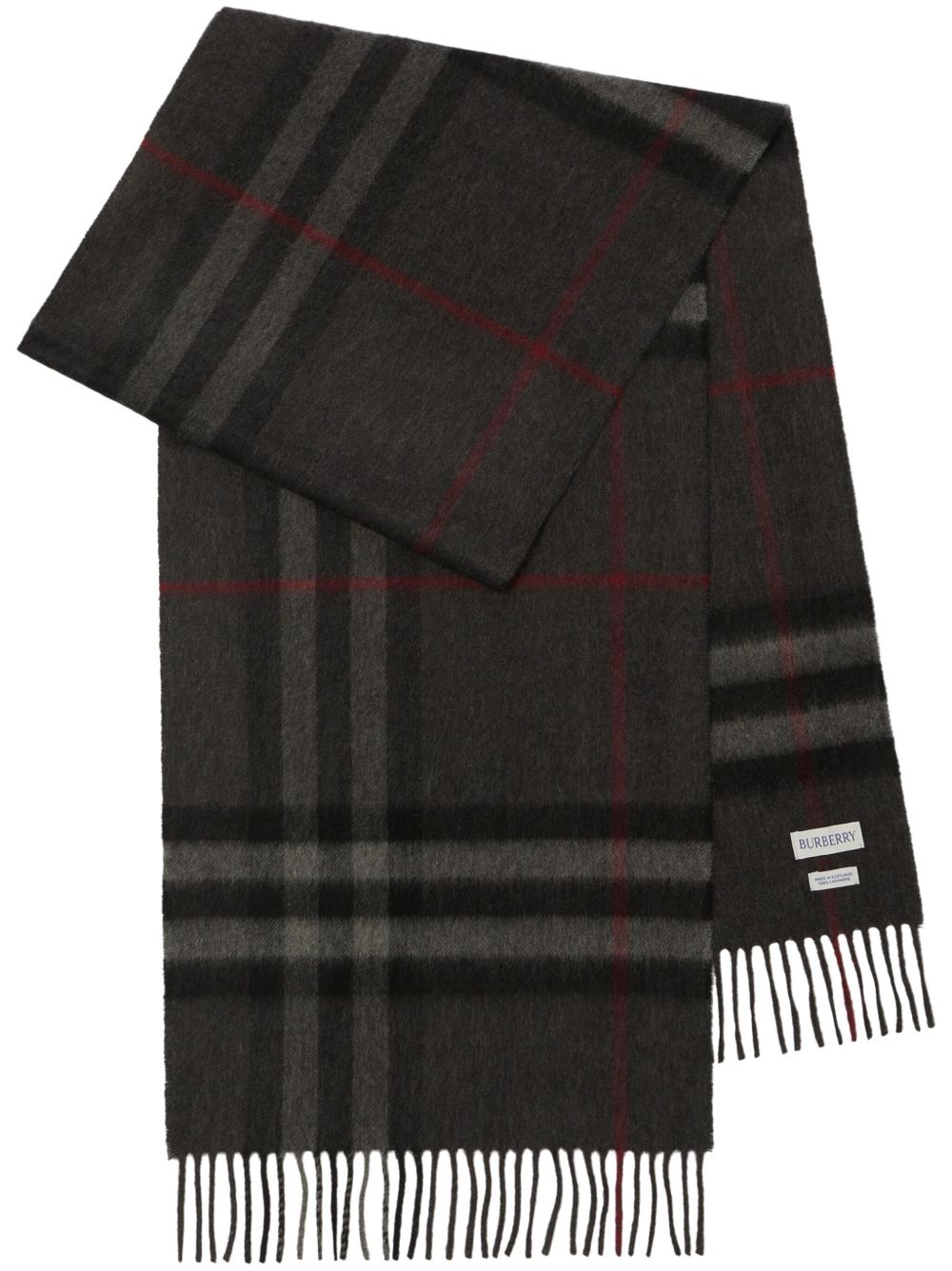 Burberry 格纹羊绒围巾 - 灰色