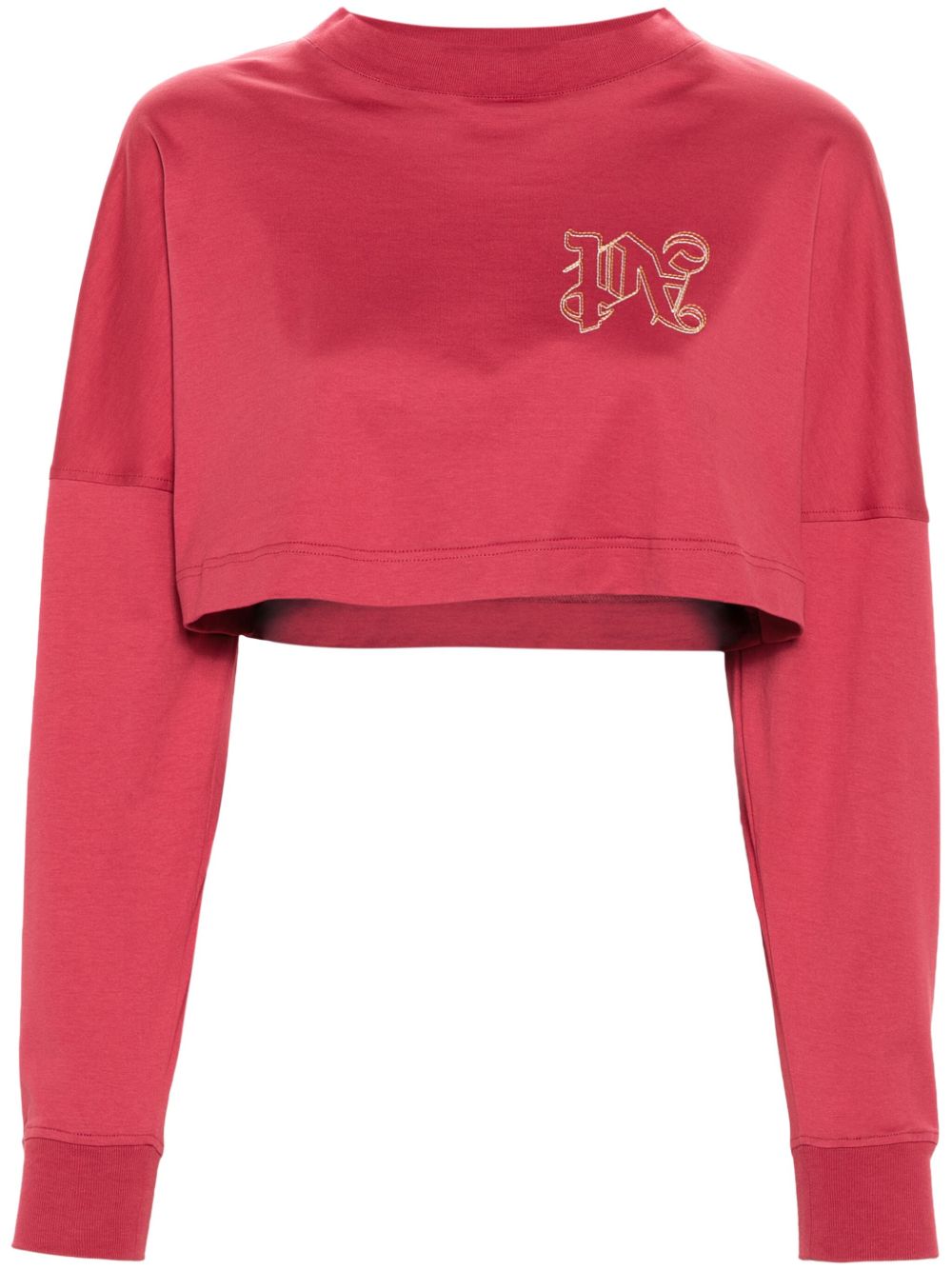 Palm Angels 经典logo刺绣短款T恤 - 红色