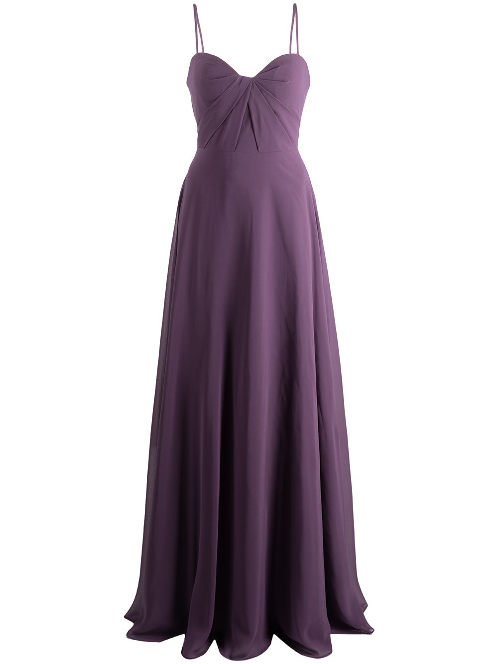 Marchesa Notte Bridesmaids 旋褶细节及地连衣裙 - 紫色