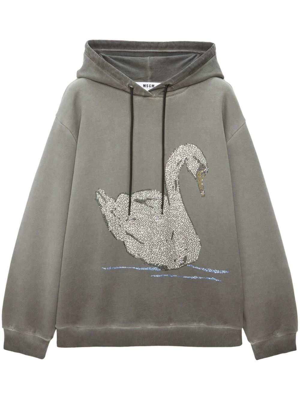 MSGM 水钻天鹅棉连帽衫 - 灰色