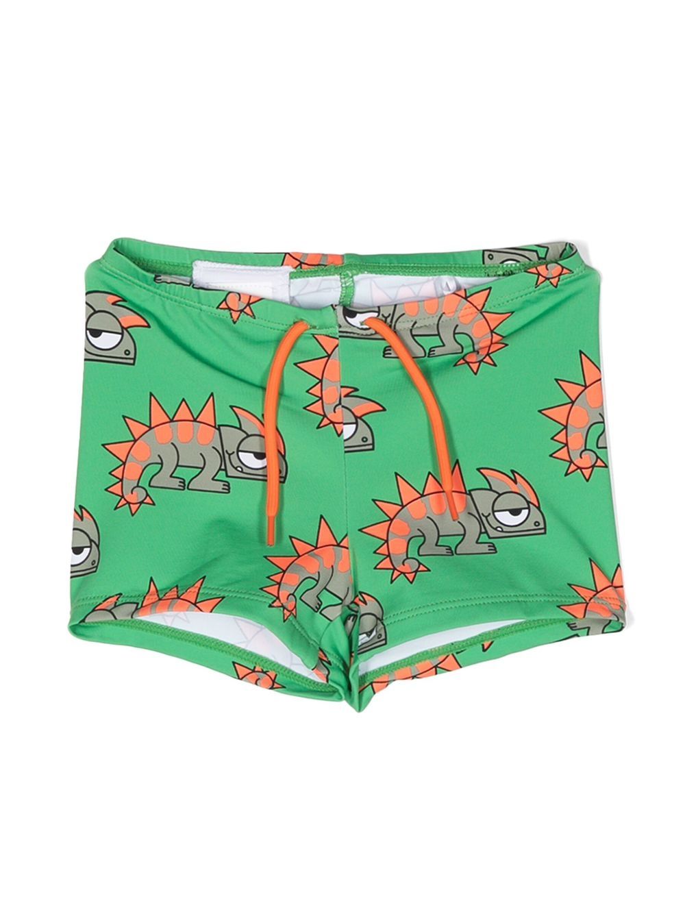 Stella McCartney Kids 蜥蜴纹抽绳泳裤 - 绿色