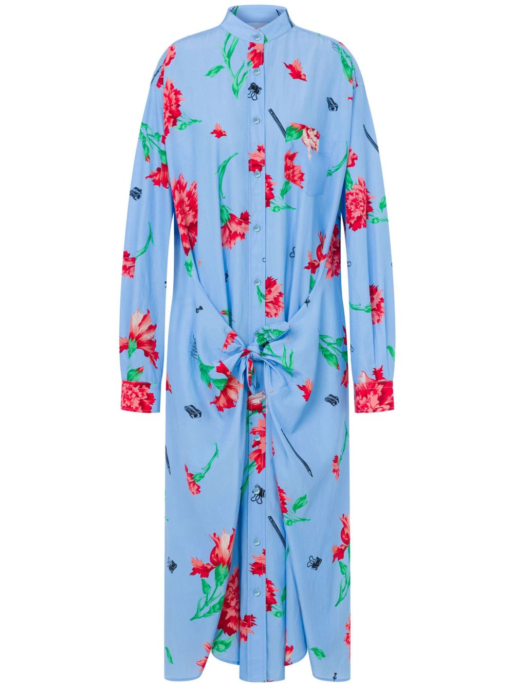 Moschino 花卉印花中长连衣裙 - 蓝色