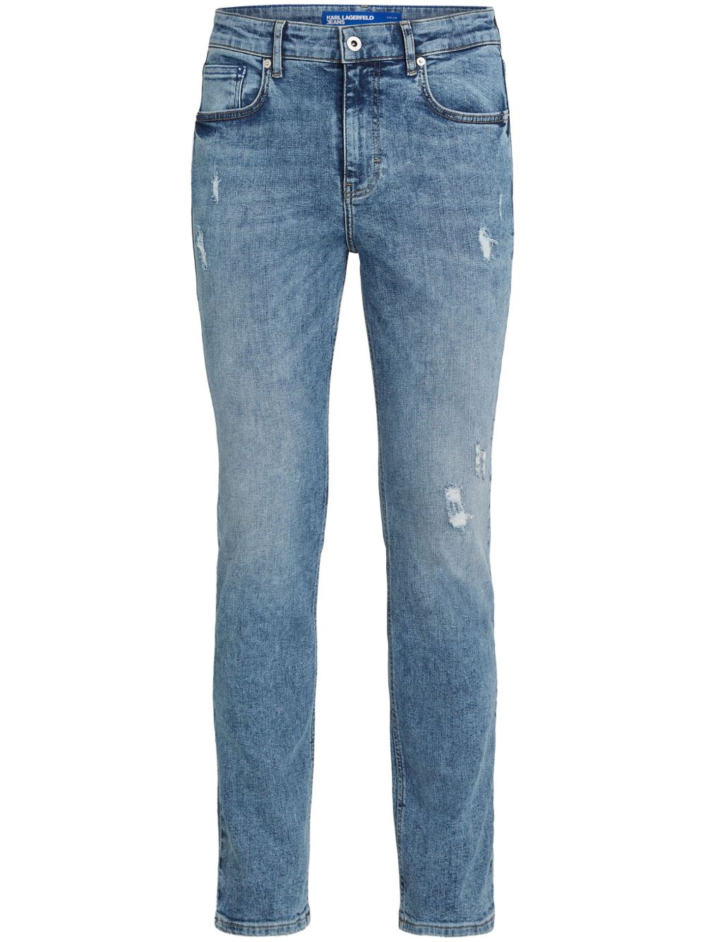 Karl Lagerfeld Jeans 仿旧效果中腰紧身牛仔裤 - 蓝色