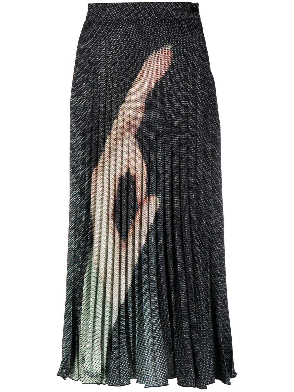 MM6 Maison Margiela 高腰褶饰半身裙 - 黑色