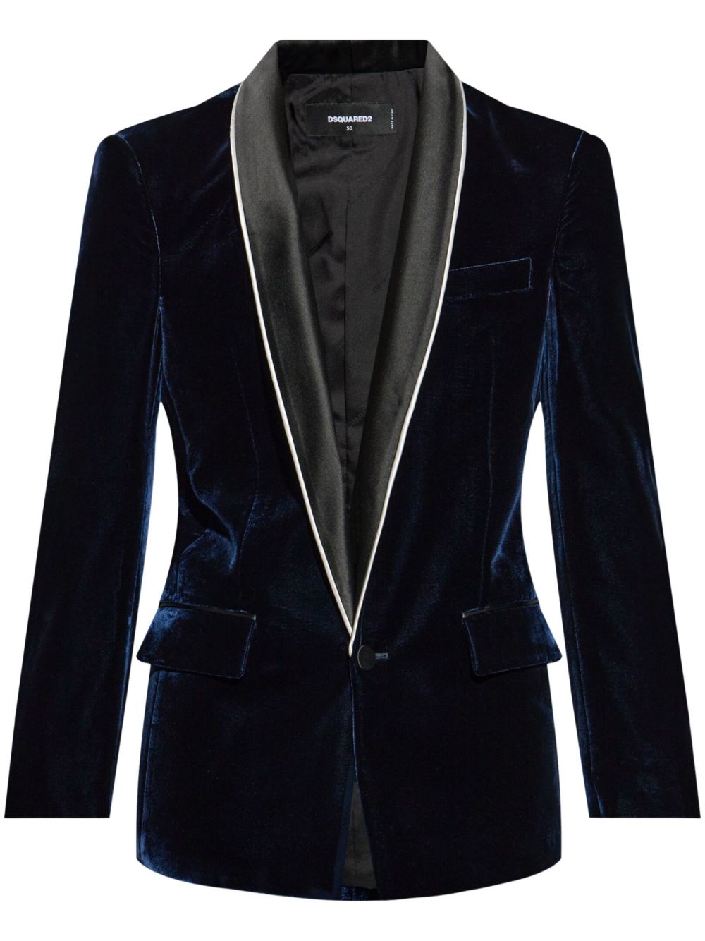 DSQUARED2 单排扣丝绒西装夹克 - 蓝色