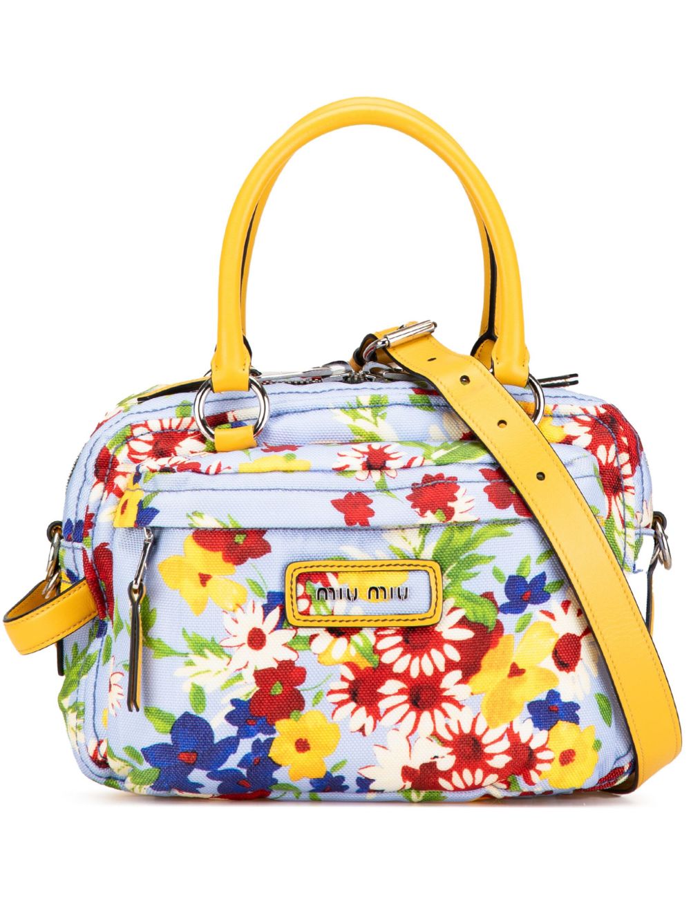 Miu Miu Pre-Owned Floral 帆布斜挎包（2010-2024年典藏款） - 蓝色