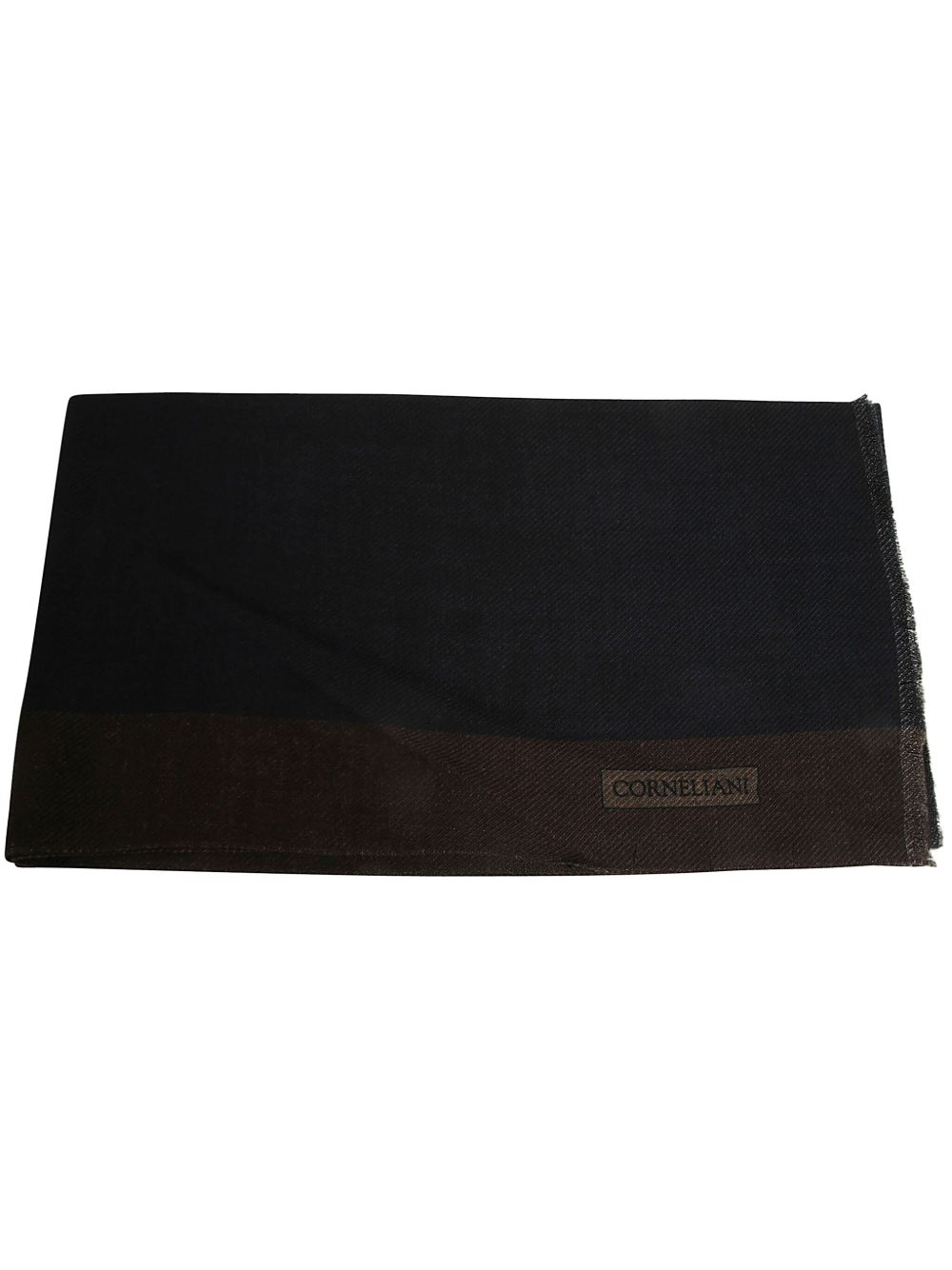 Corneliani logo提花围巾 - 蓝色