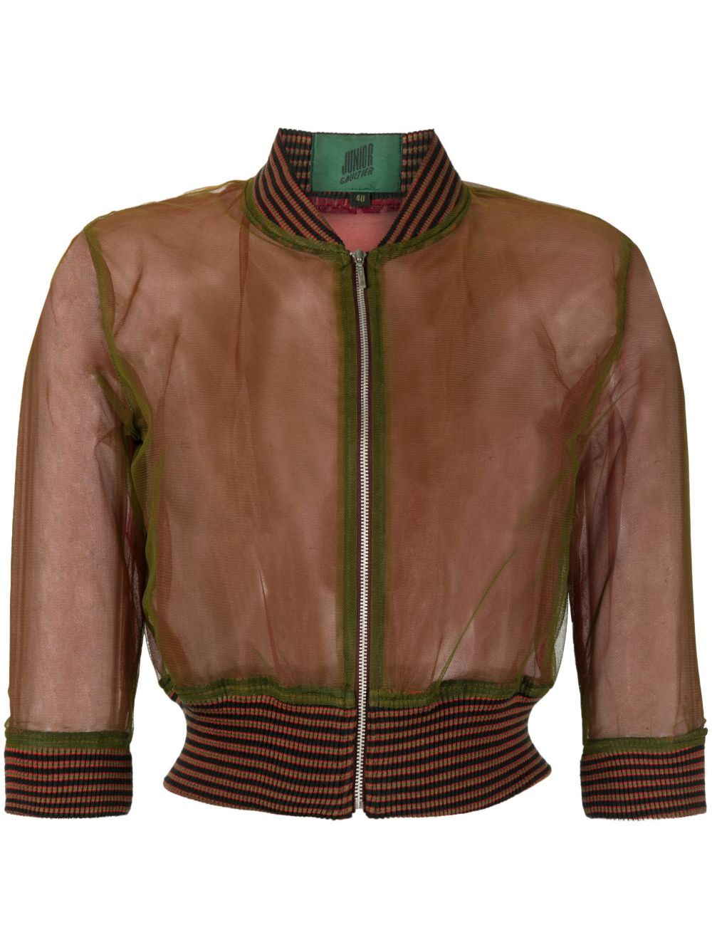Jean Paul Gaultier Pre-Owned 条纹边半透明飞行员夹克（1980年代典藏款） - 褐色