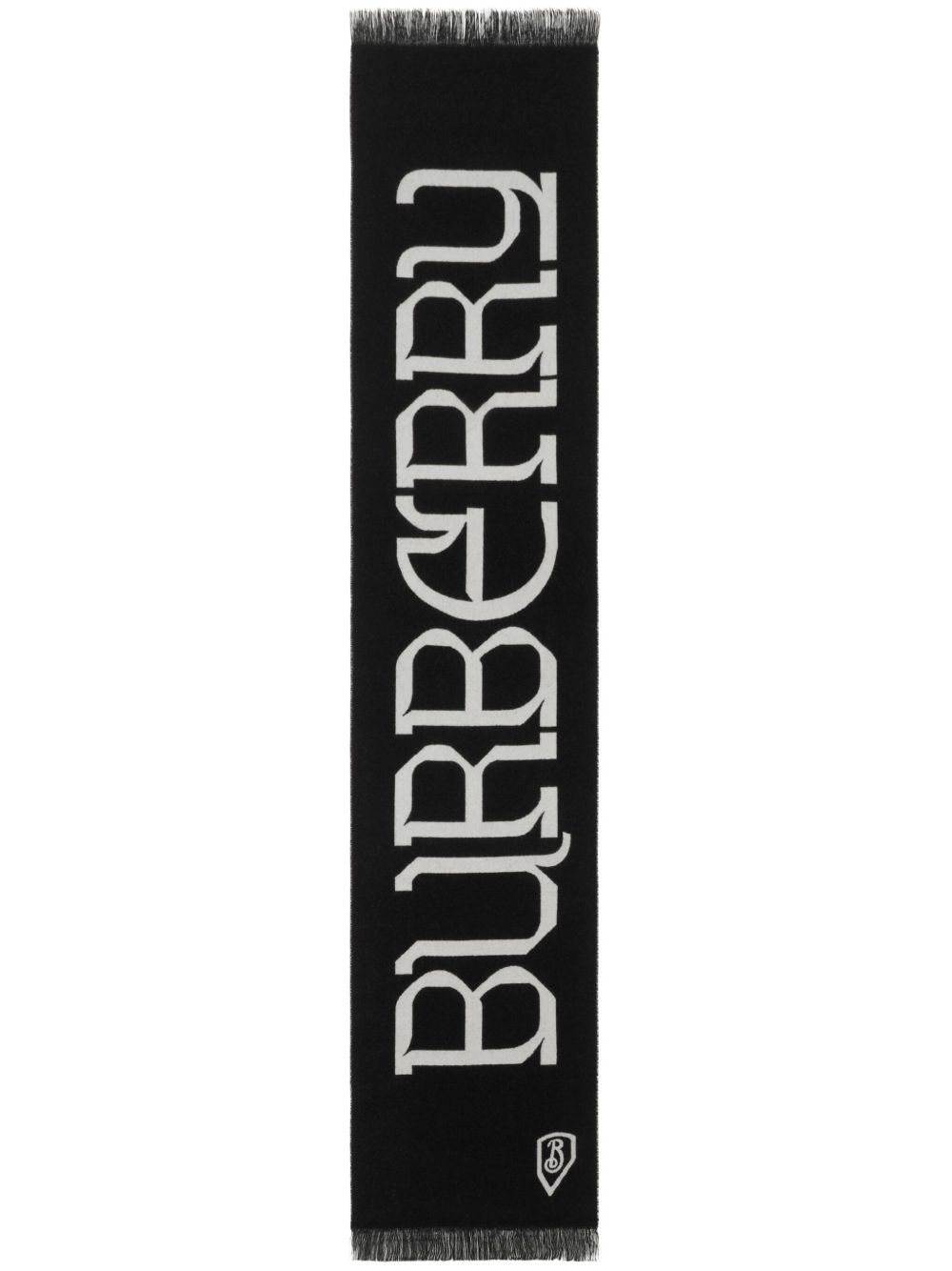 Burberry logo嵌花羊毛围巾 - 黑色