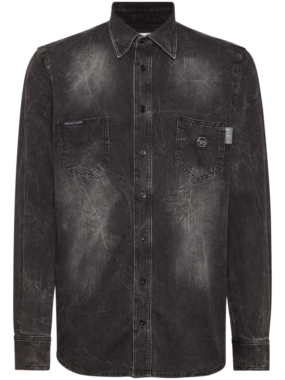 Philipp Plein Skull & Bones 牛仔衬衫 - 灰色