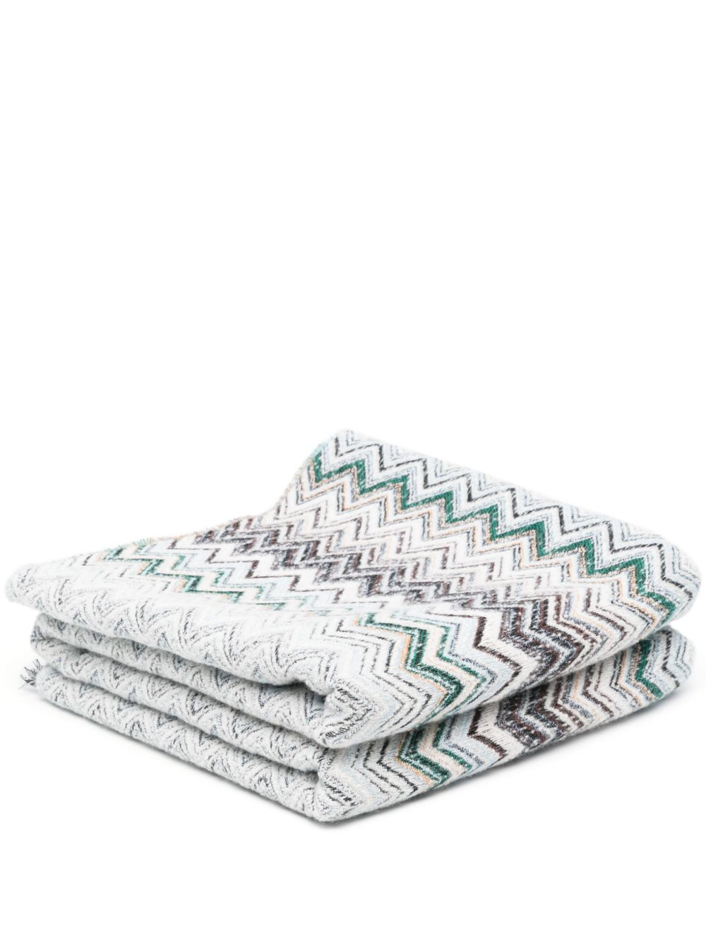 Missoni Home Z字形图案编织针织盖毯 - 绿色