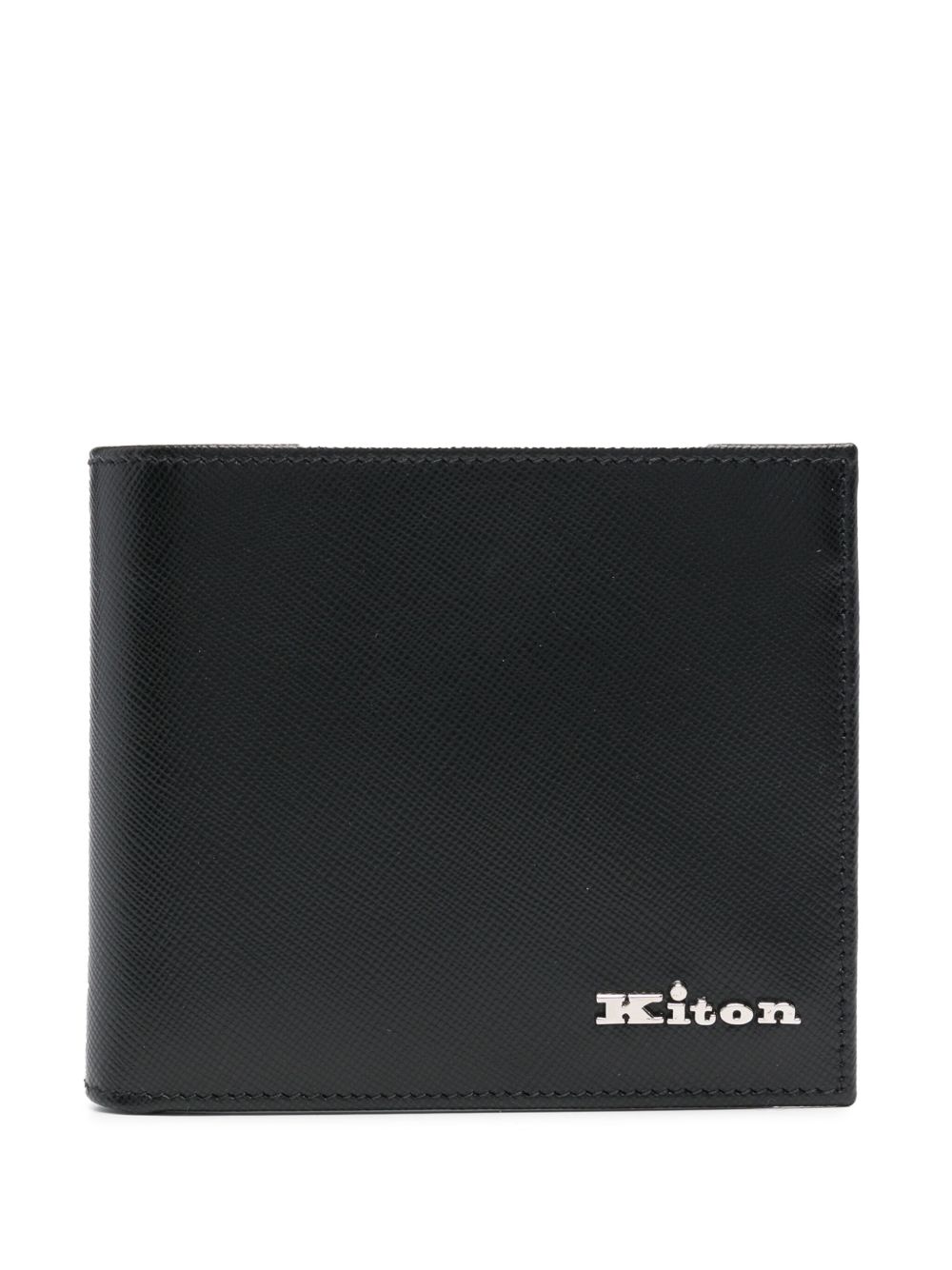 Kiton logo字母皮质钱包 - 黑色