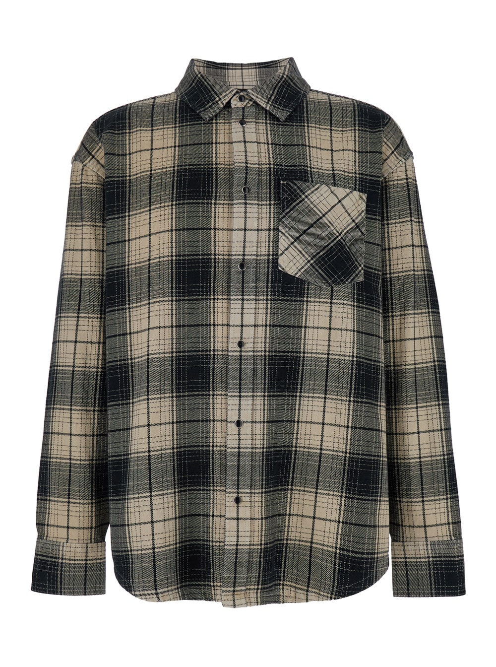 Purple Brand Multicolor Shirt With Check Motif And Patch Pocket In Cotton Man