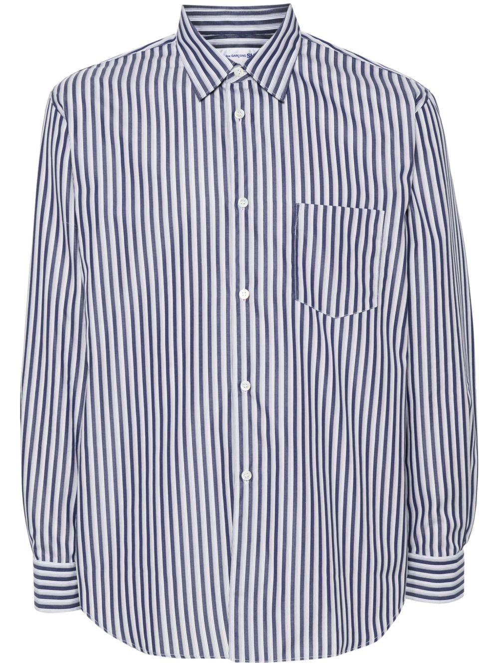 Comme Des Garçons Shirt 条纹棉衬衫 - 蓝色