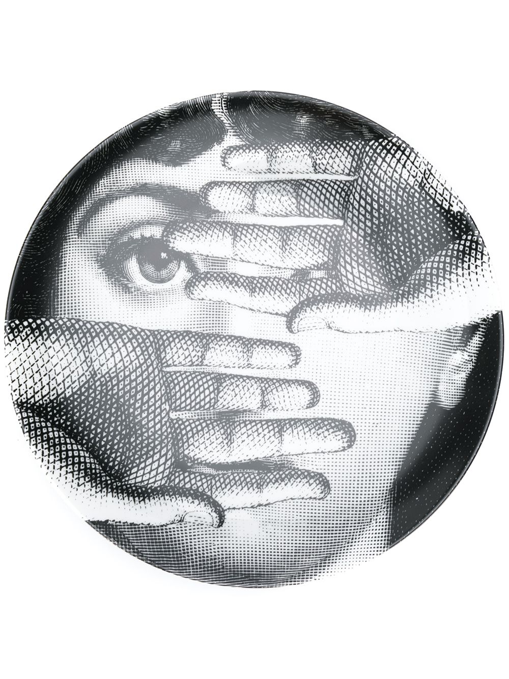 Fornasetti N.154人脸图案装饰盘 - 黑色
