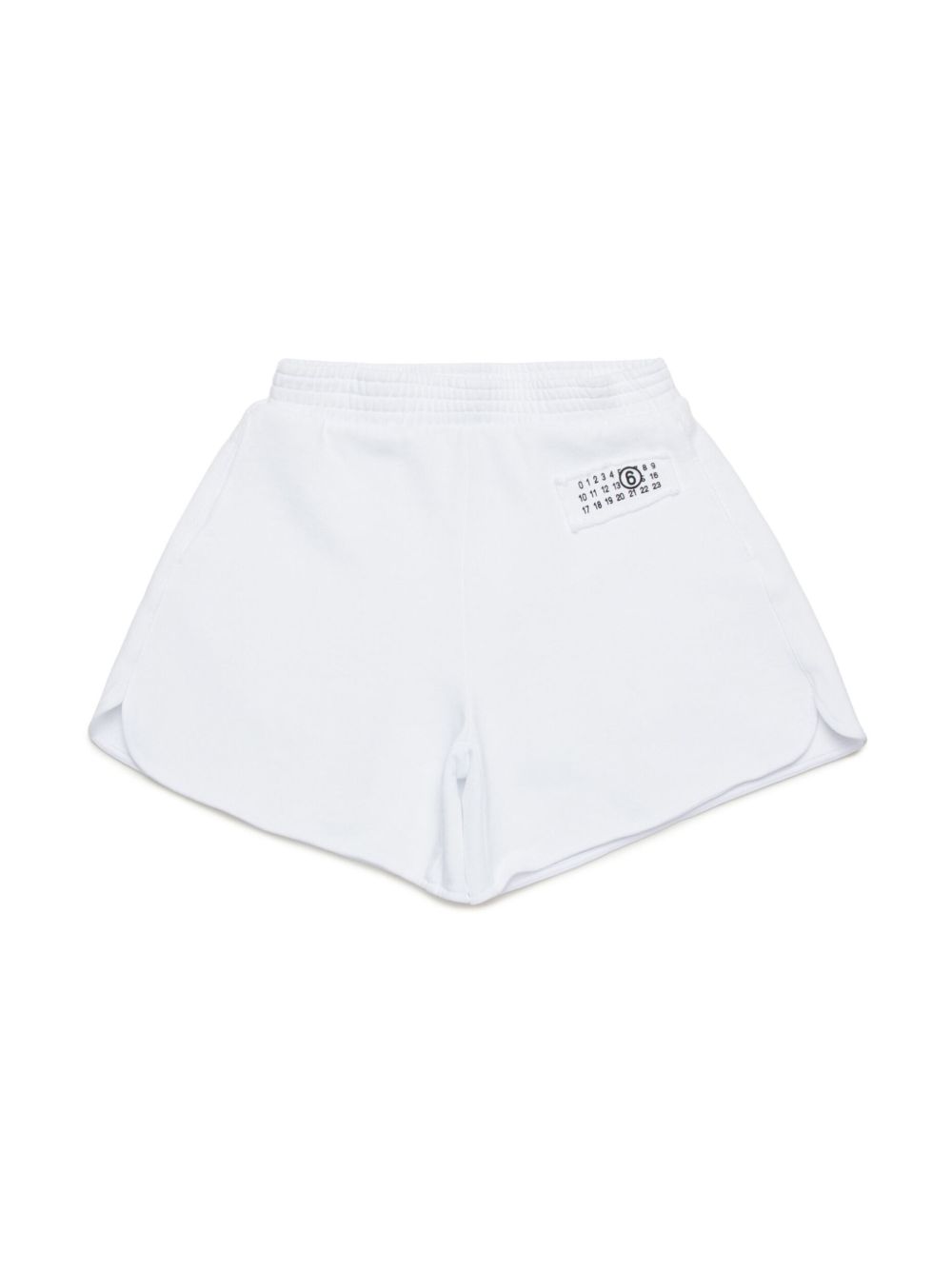 MM6 Maison Margiela Kids 数字logo贴花运动短裤 - 白色