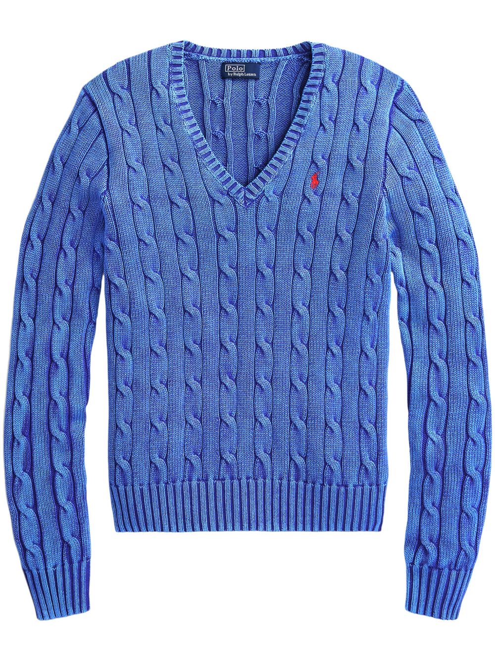 Polo Ralph Lauren V领粗绞花针织毛衣 - 蓝色