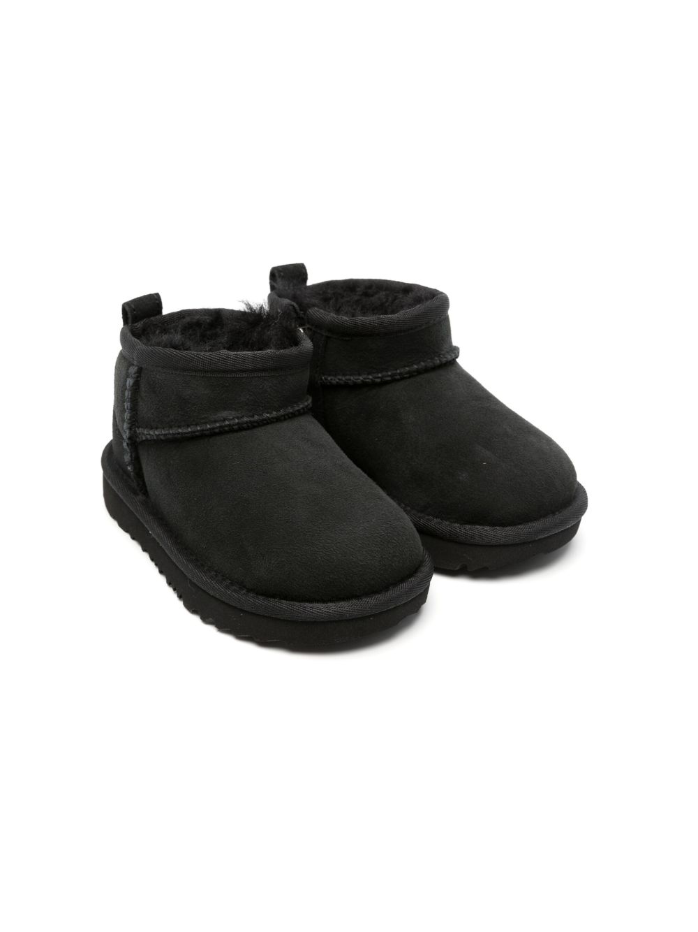 UGG Kids Classic Ultra Mini 绒面皮短靴 - 黑色