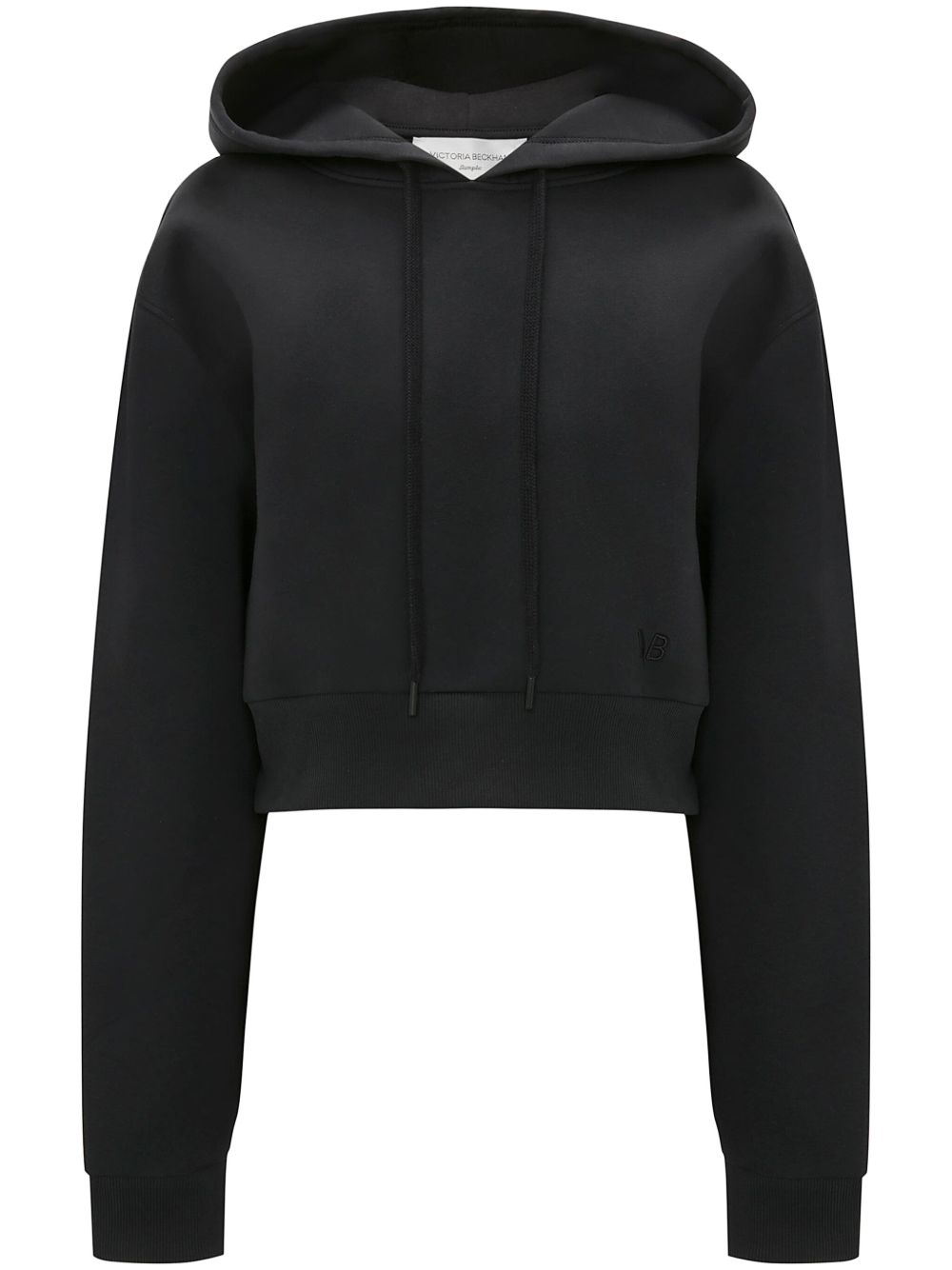 Victoria Beckham logo刺绣棉混纺连帽衫 - 黑色
