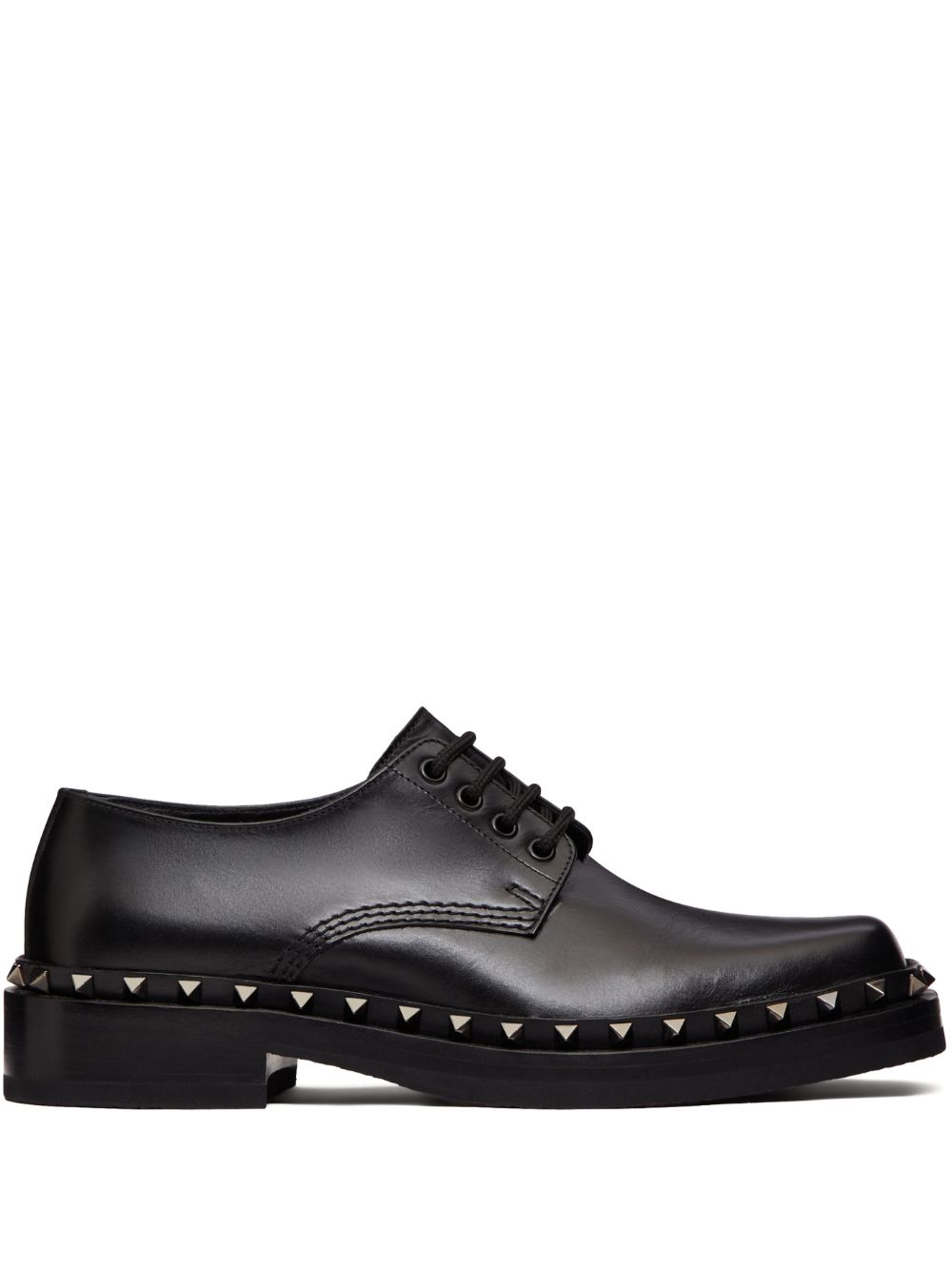 Valentino Garavani Rockstud 皮质德比鞋 - 黑色