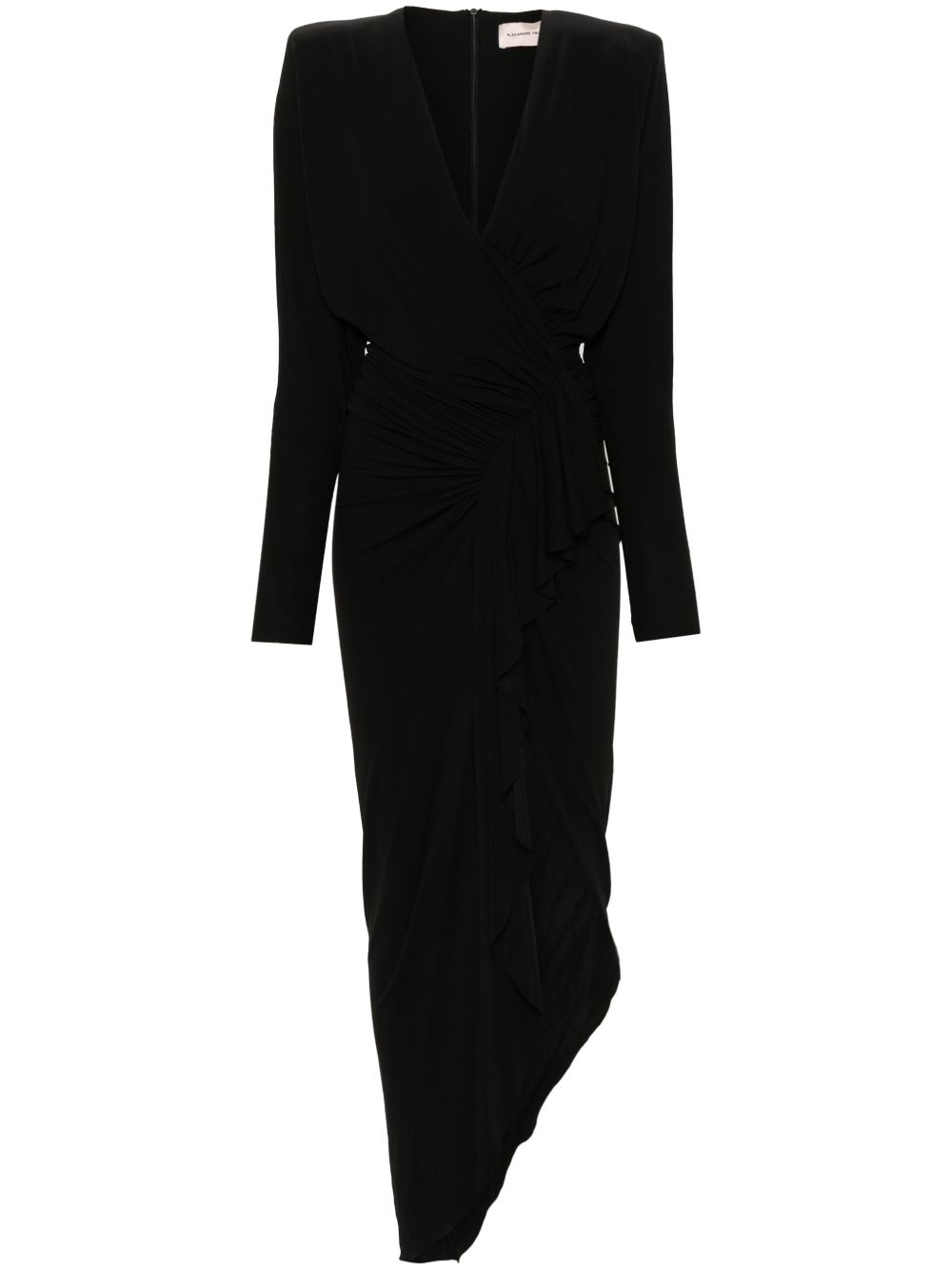 Alexandre Vauthier V领绉纱超长连衣裙 - 黑色