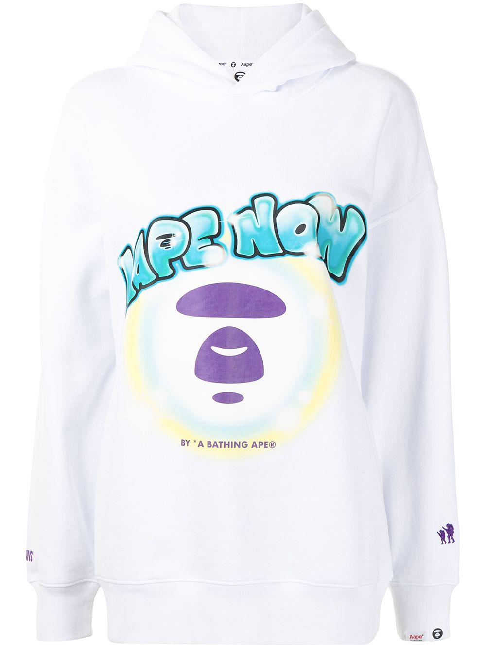 AAPE BY *A BATHING APE® 涂鸦印花logo连帽衫 - 白色