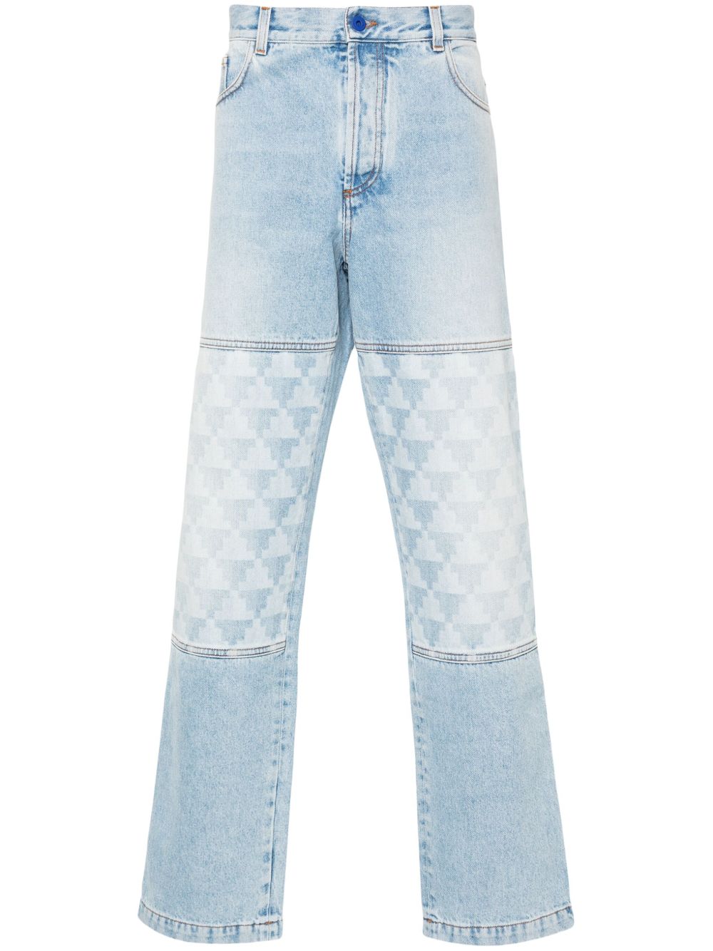 Marcelo Burlon County of Milan Cross 印花直筒牛仔裤 - 蓝色