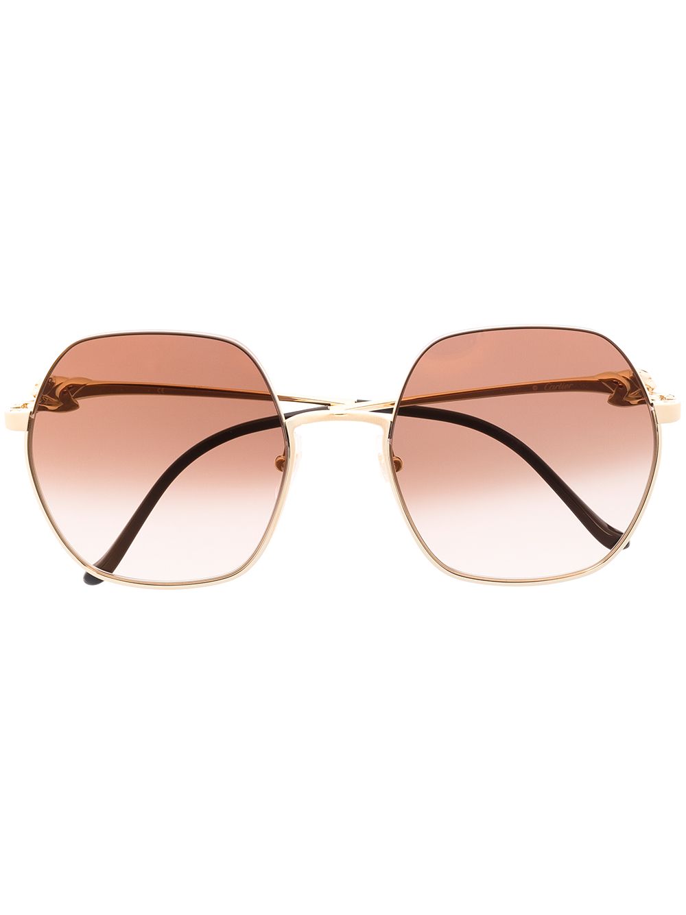 Cartier Eyewear Panthére 六角镜框太阳眼镜 - 金色