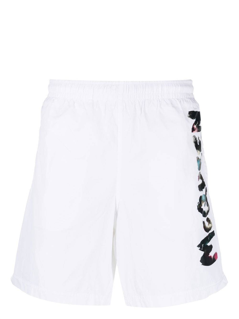 Alexander McQueen logo印花泳裤 - 白色