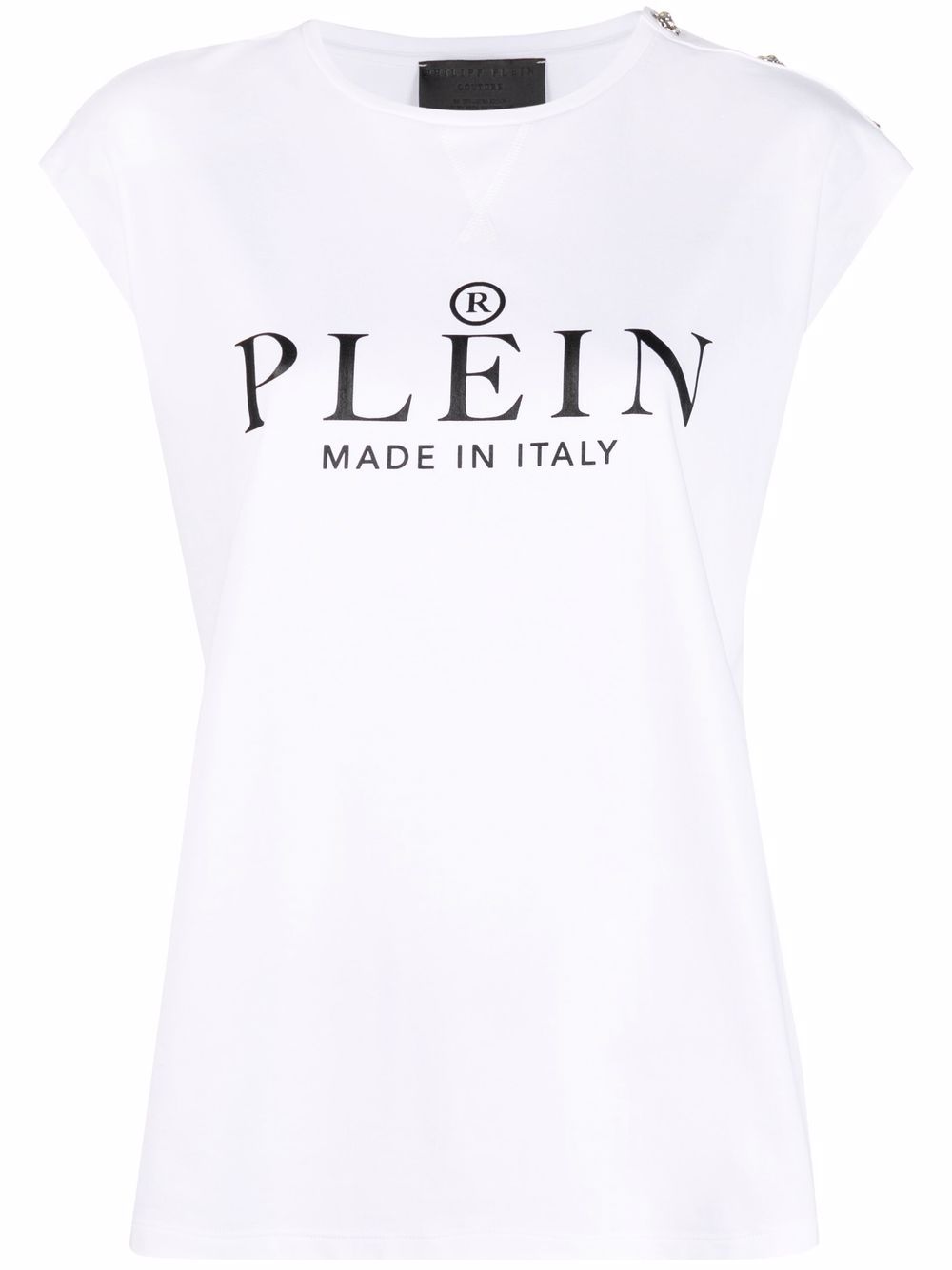 Philipp Plein SS logo印花无袖T恤 - 白色
