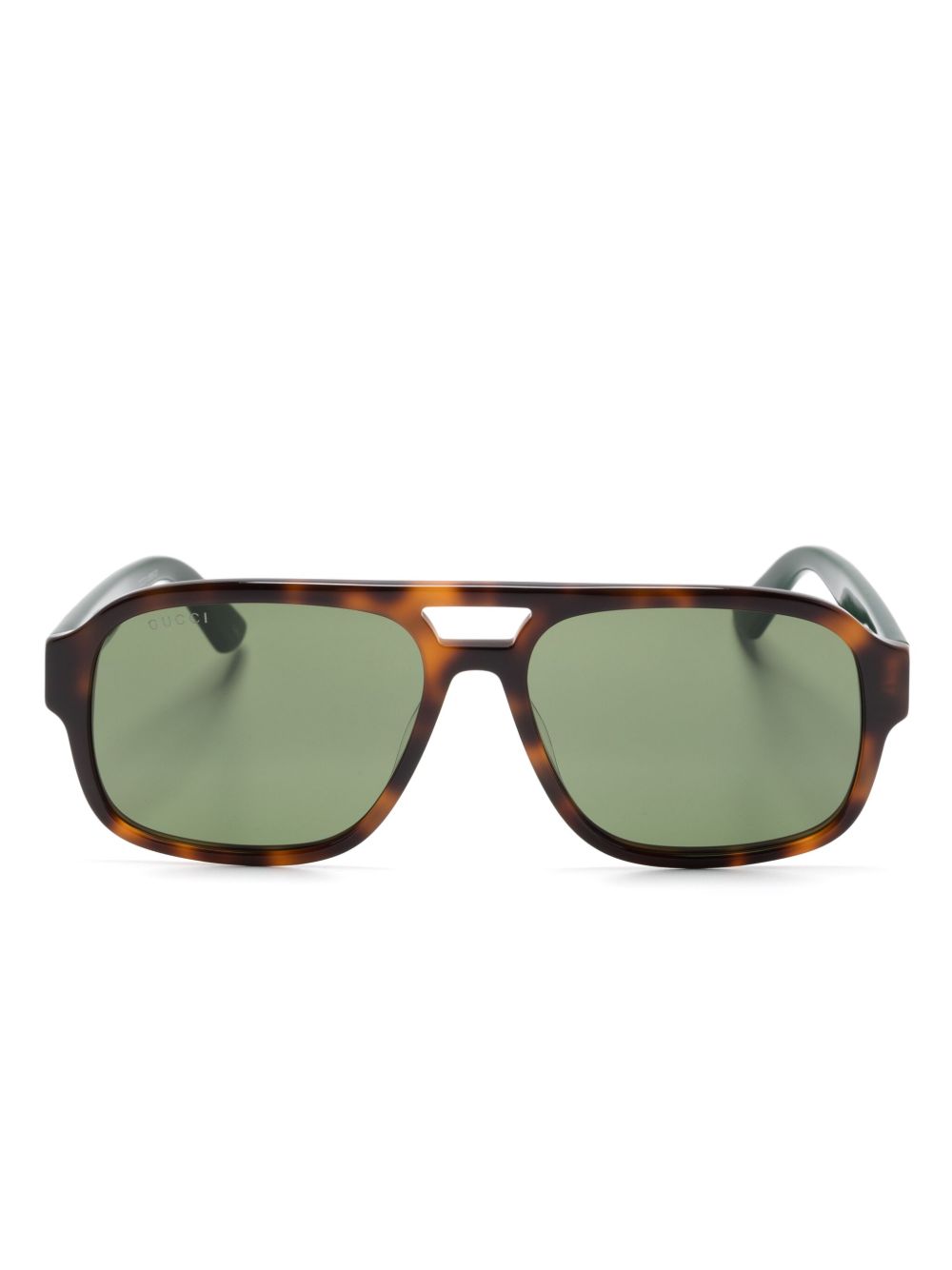 Gucci Eyewear 飞行员镜框太阳眼镜 - 褐色