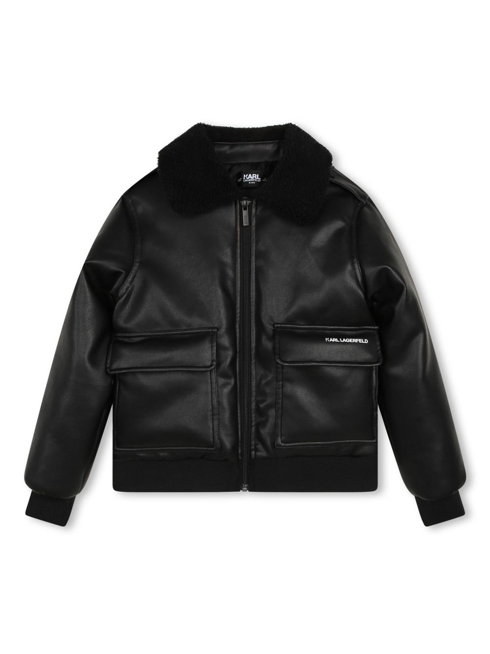 Karl Lagerfeld Kids logo印花飞行员夹克 - 黑色