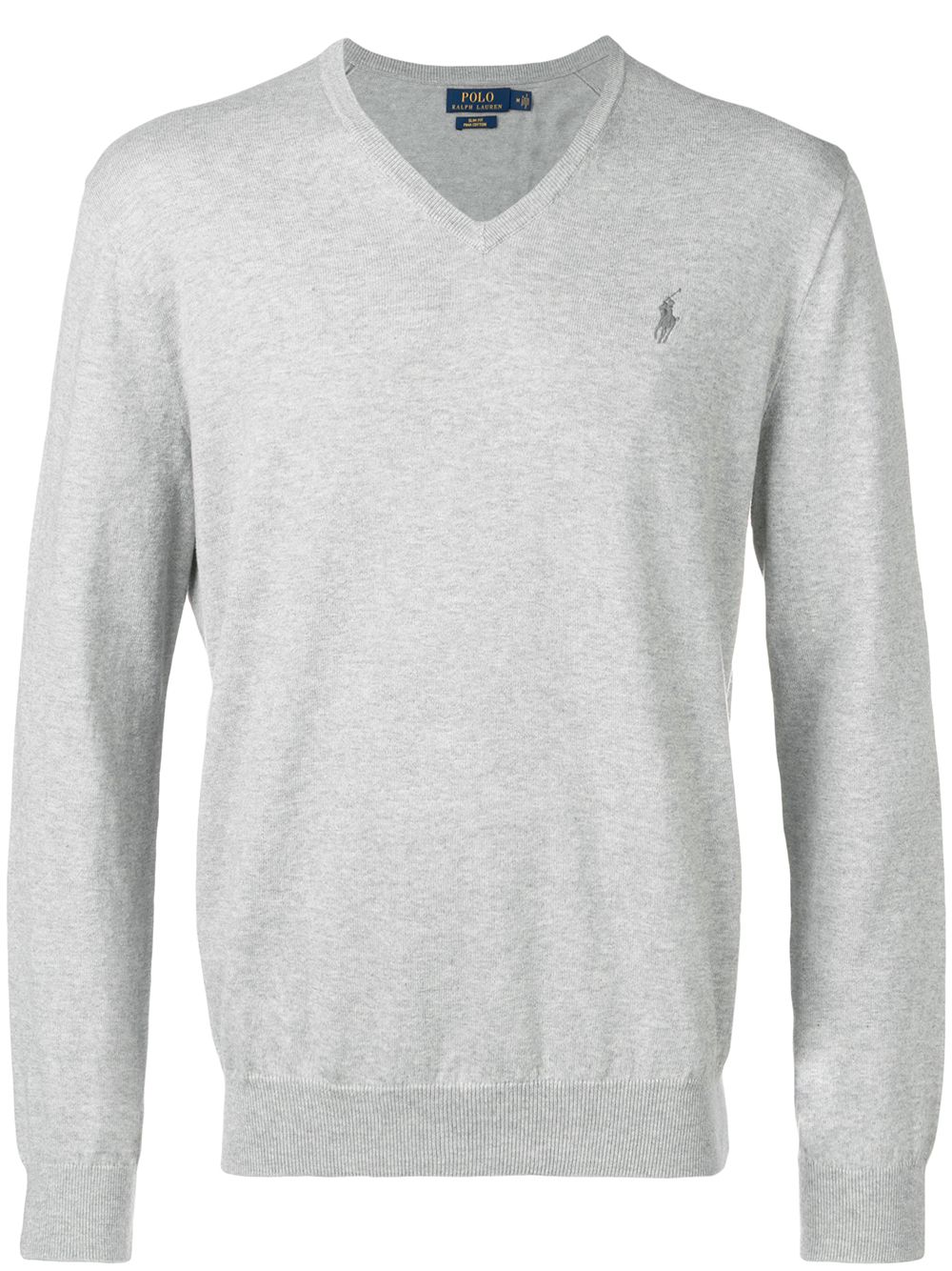 Polo Ralph Lauren logo刺绣V领毛衣 - 灰色