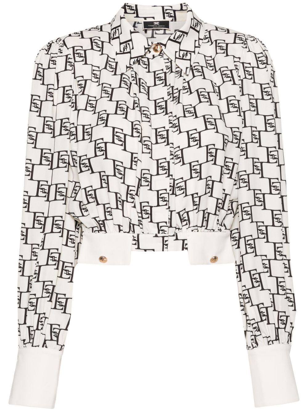 Elisabetta Franchi logo印花乔其纱罩衫 - 白色