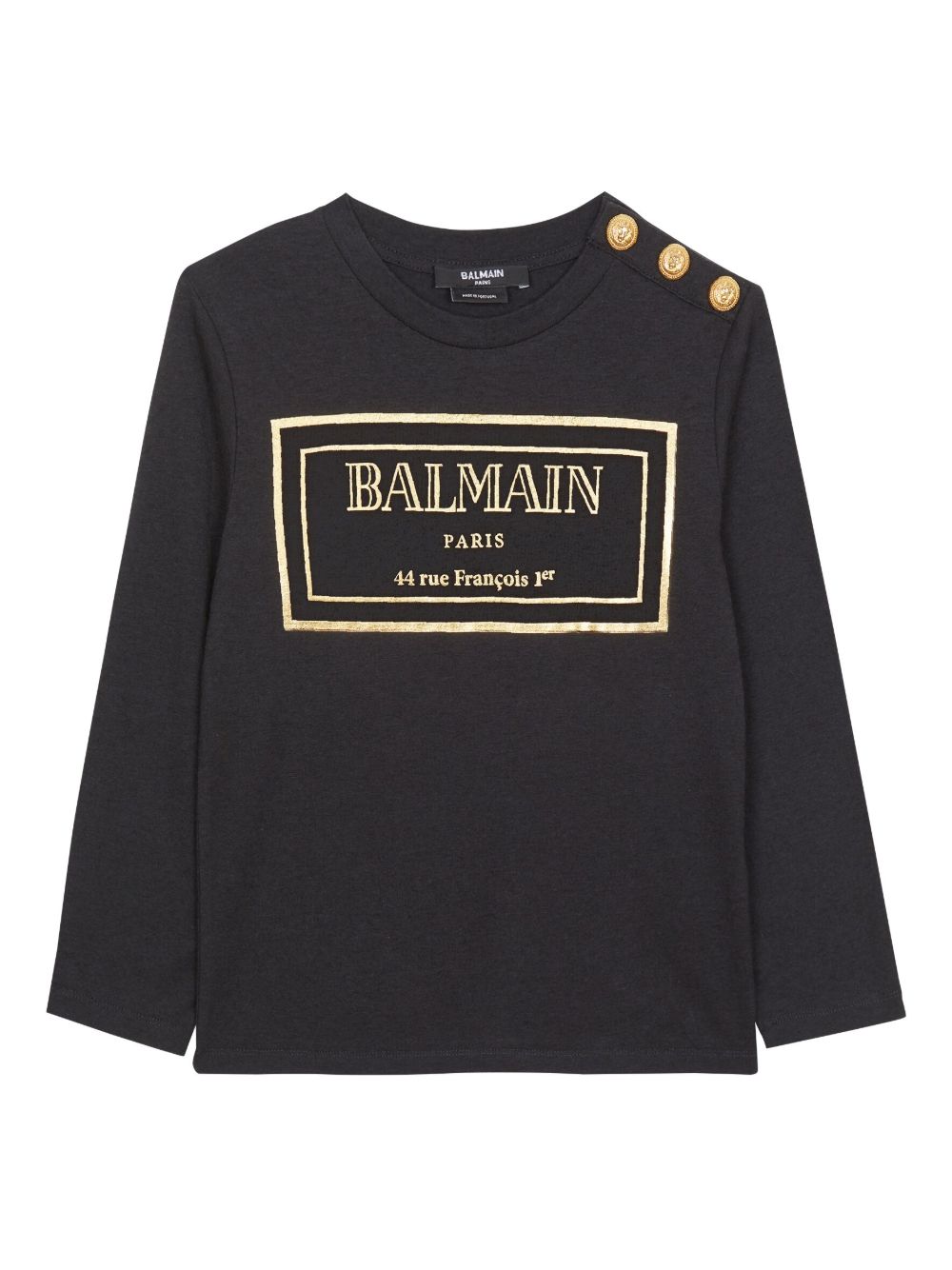 Balmain Kids logo印花长袖T恤 - 黑色