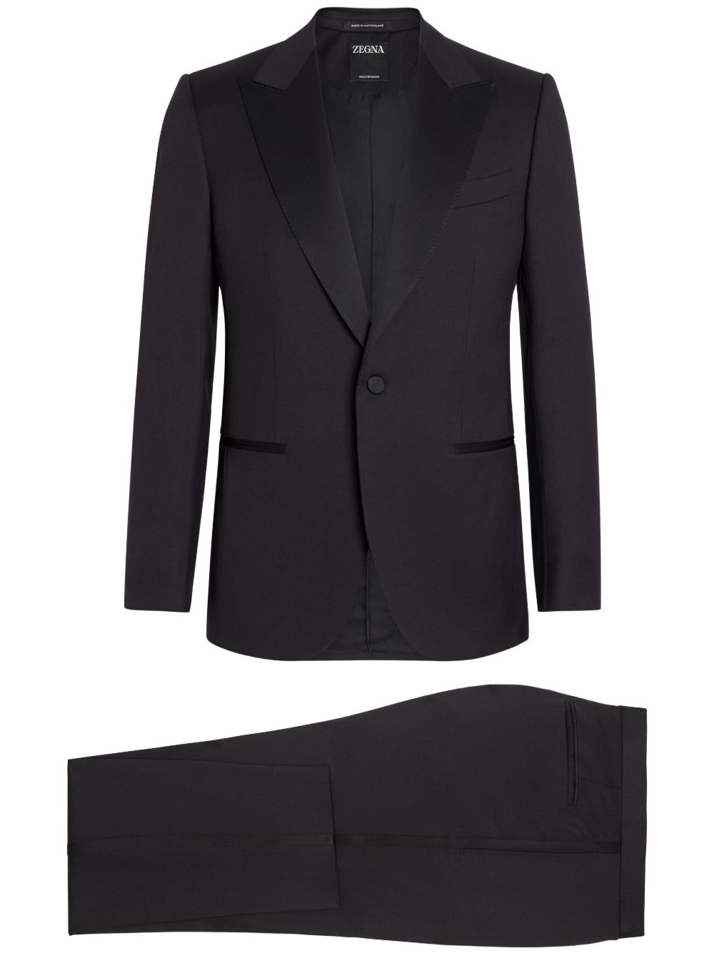 Zegna 单排扣羊毛西装套装 - 黑色