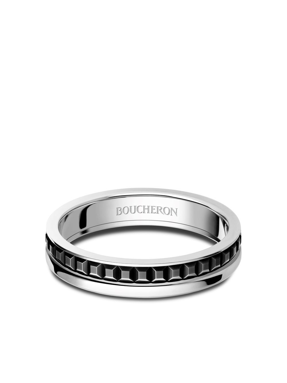 Boucheron Quatre Black Edition 18K白金结婚戒指 - 银色