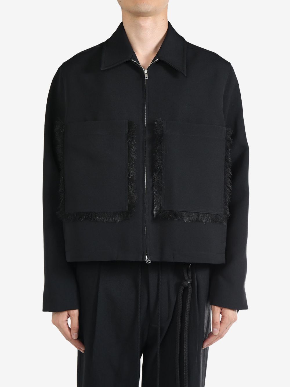 Song For The Mute frayed-detailing shirt jacket - 黑色