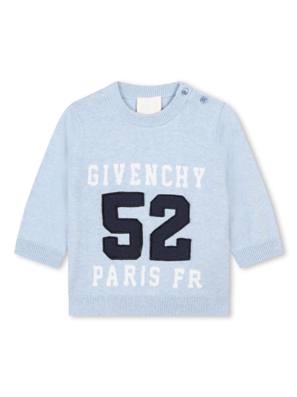 Givenchy Kids logo嵌花针织圆领毛衣 - 蓝色