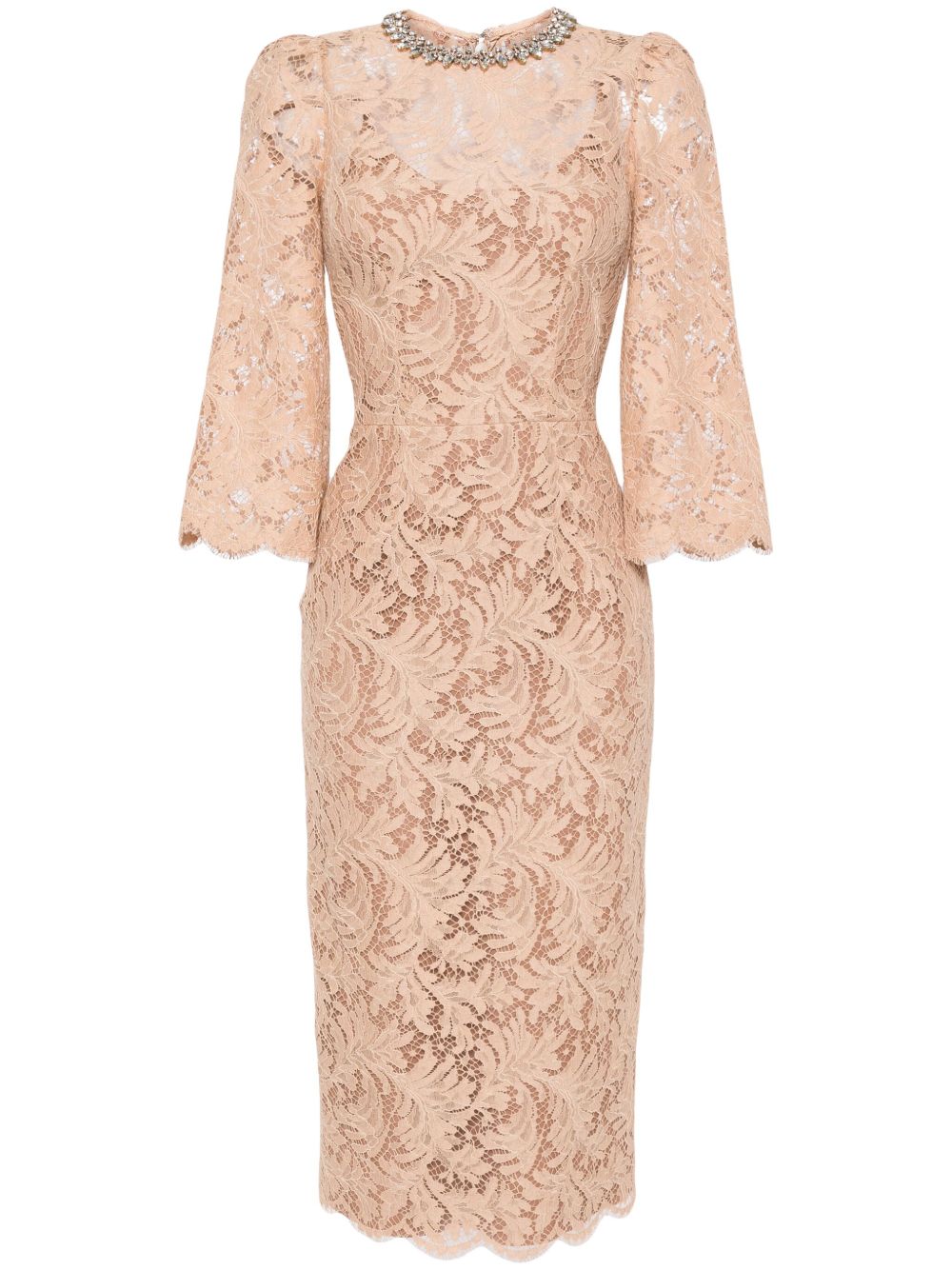 Jenny Packham Aria 蕾丝中长连衣裙 - 中性色