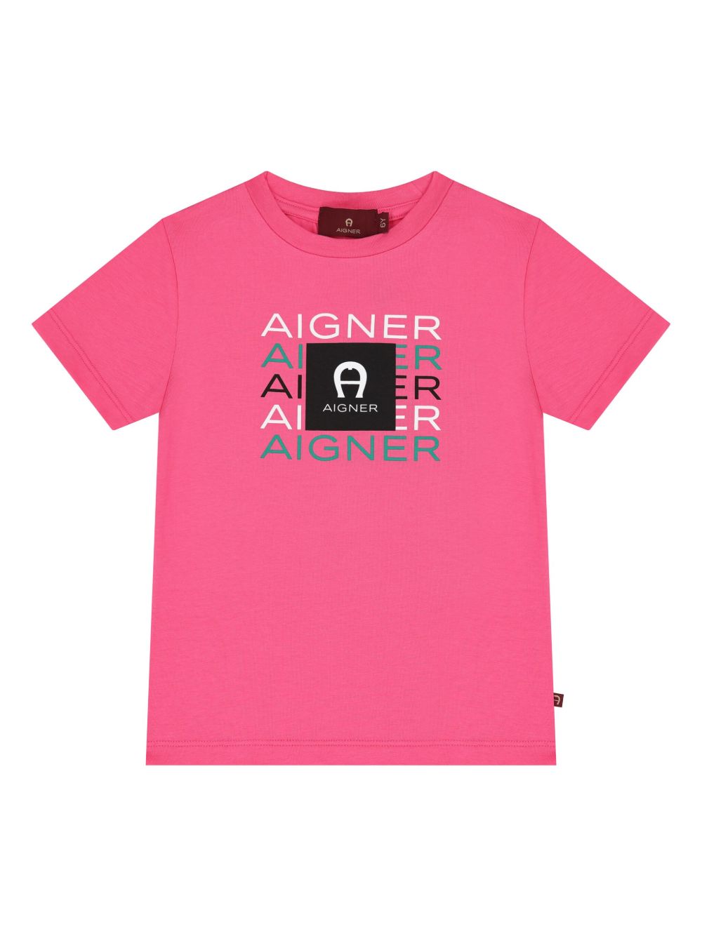 Aigner Kids logo印花棉T恤 - 粉色