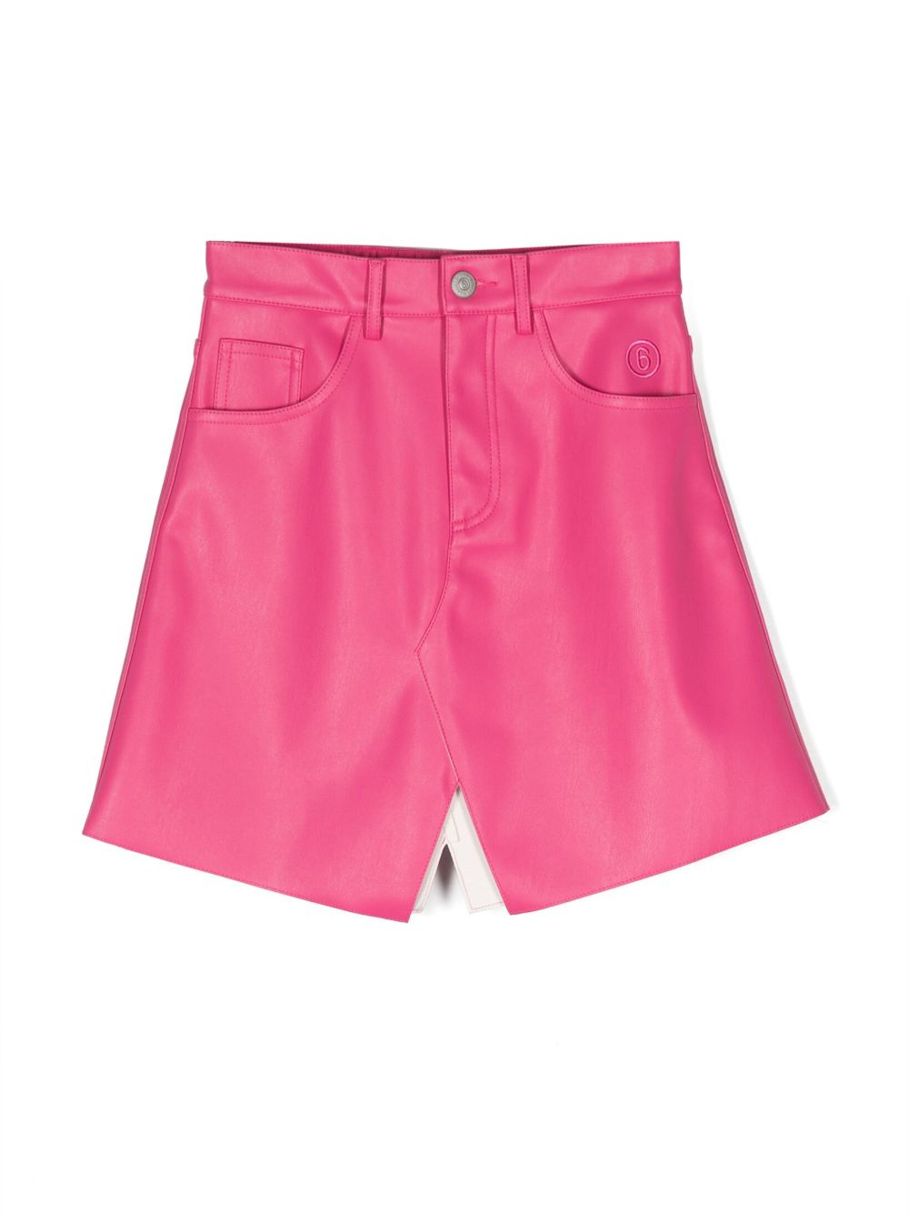 MM6 Maison Margiela Kids logo刺绣A字半身裙 - 粉色